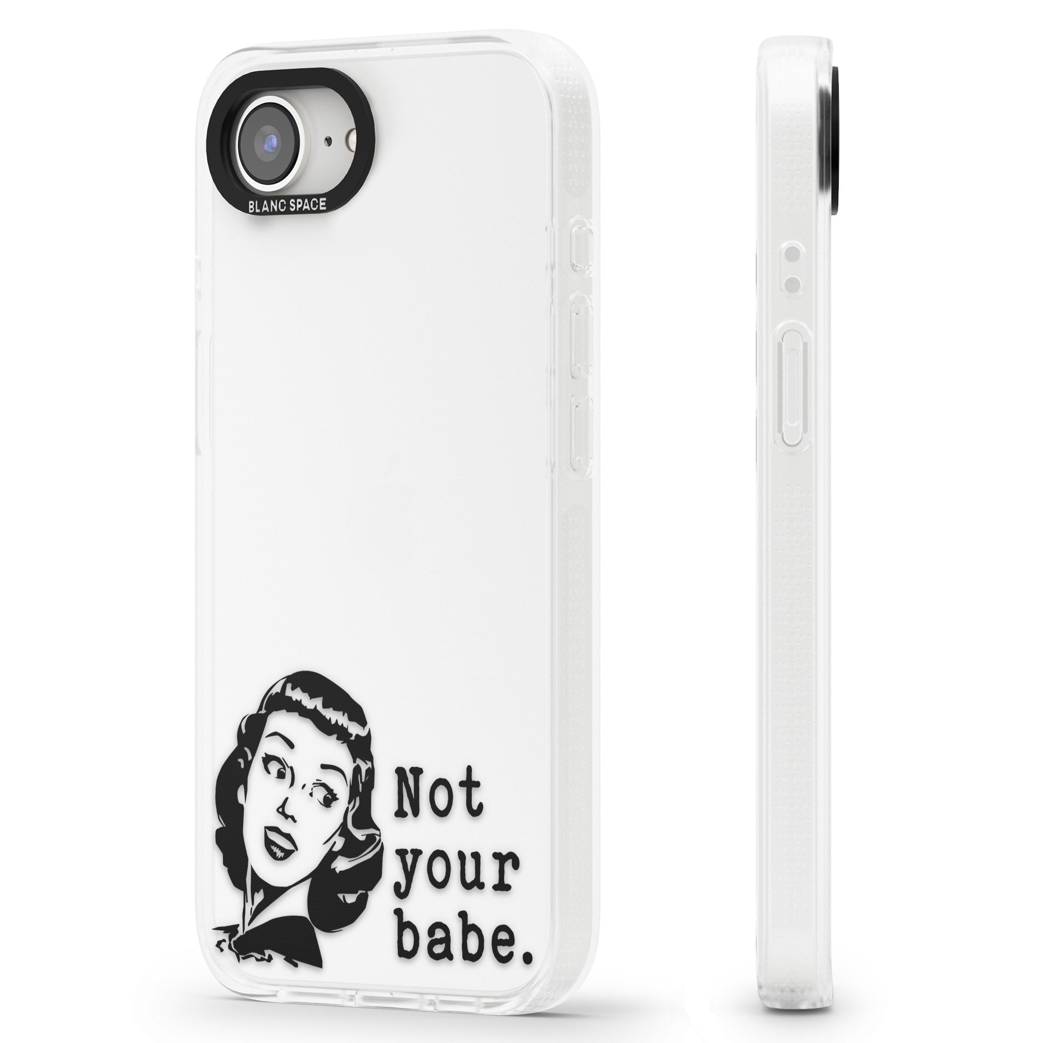 Not Your Babe iPhone 16e Clear Case Impact Air - Blanc Space