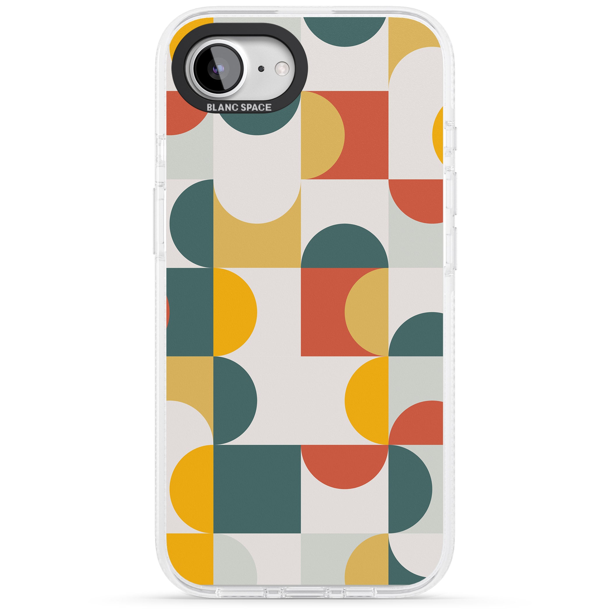 Abstract Retro Shapes: Muted Colour Mix iPhone 16e Clear Case Impact Air - Blanc Space