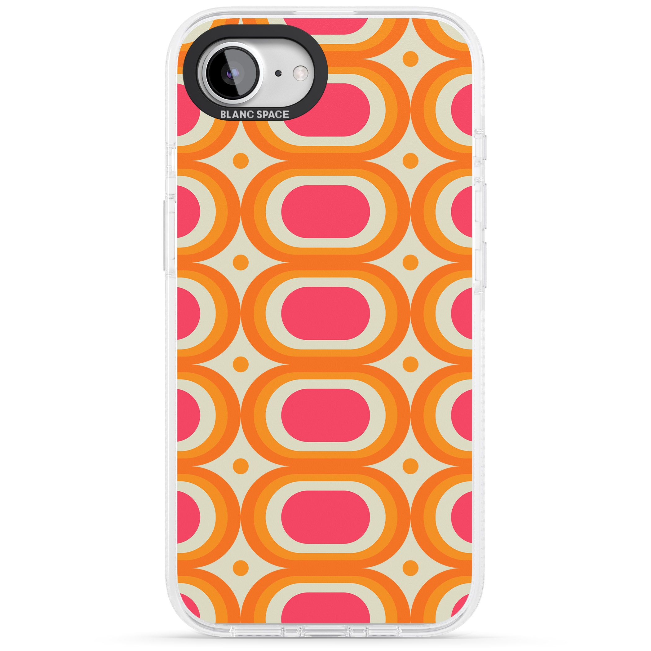 Groovy 60s Shape Pattern iPhone 16e Clear Case Impact Air - Blanc Space