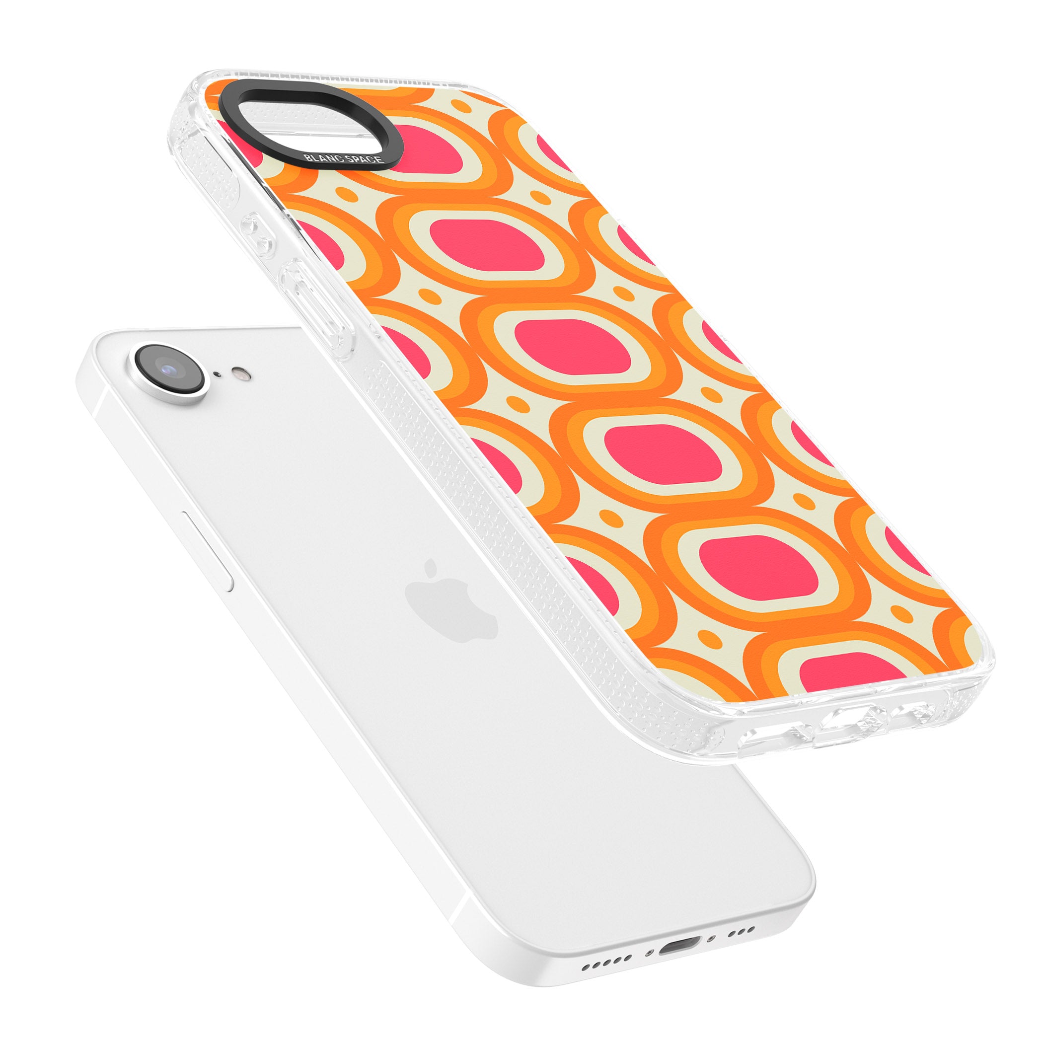 Groovy 60s Shape Pattern iPhone 16e Clear Case Impact Air - Blanc Space