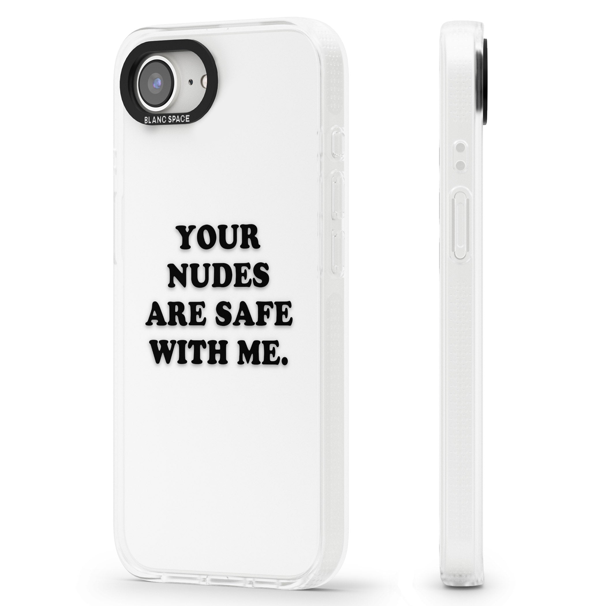 Your nudes are safe with me... BLACK iPhone 16e Clear Case Impact Air - Blanc Space