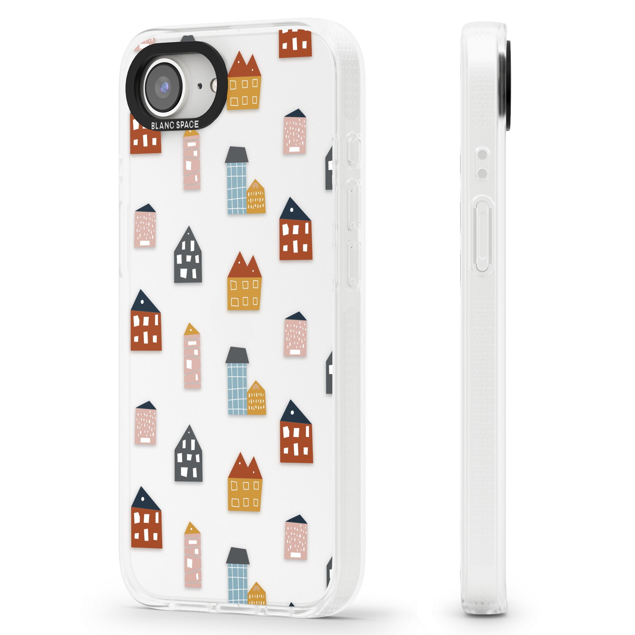 Cute Scandinavian Buildings iPhone 16e Clear Case Impact Air - Blanc Space