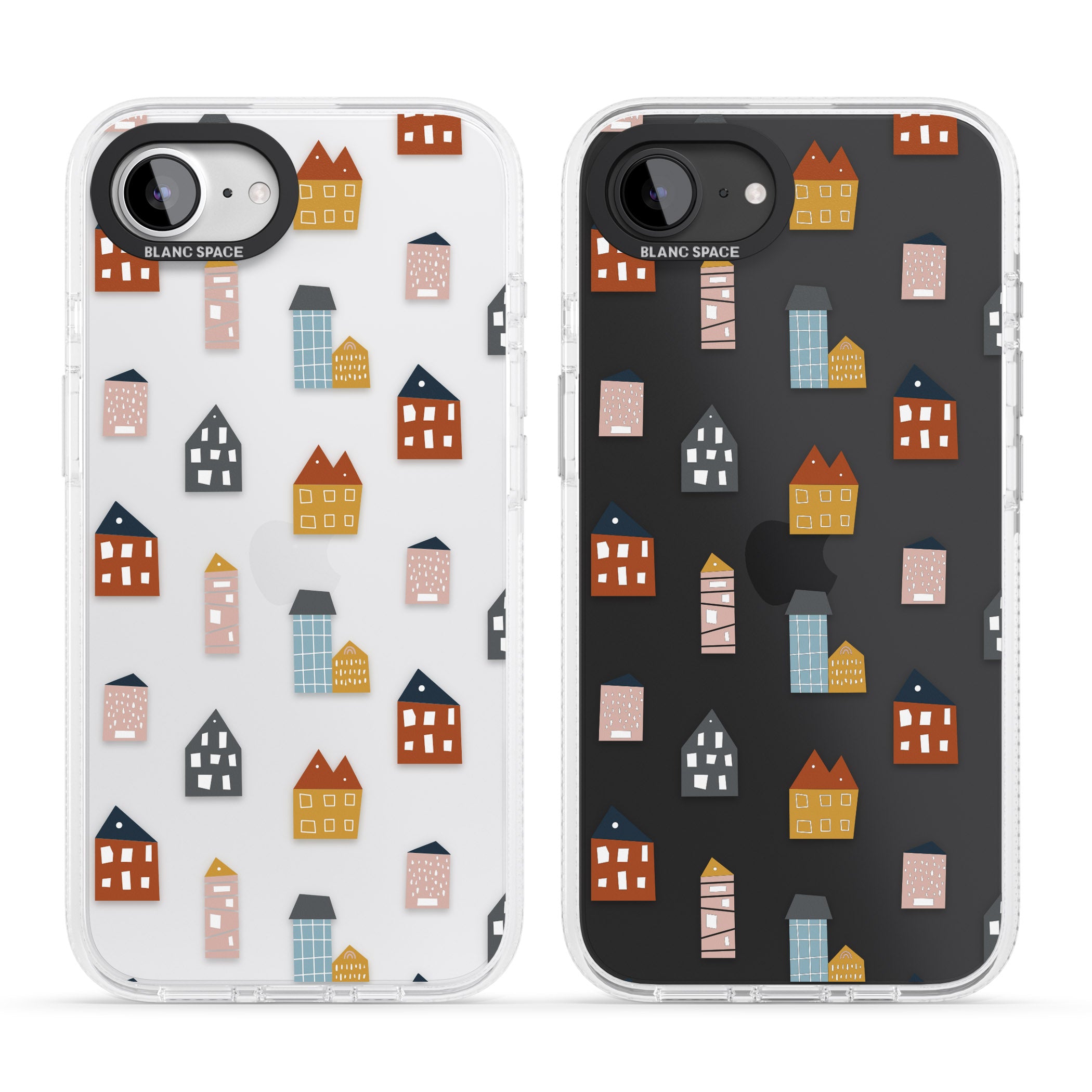 Cute Scandinavian Buildings iPhone 16e Clear Case Impact Air - Blanc Space