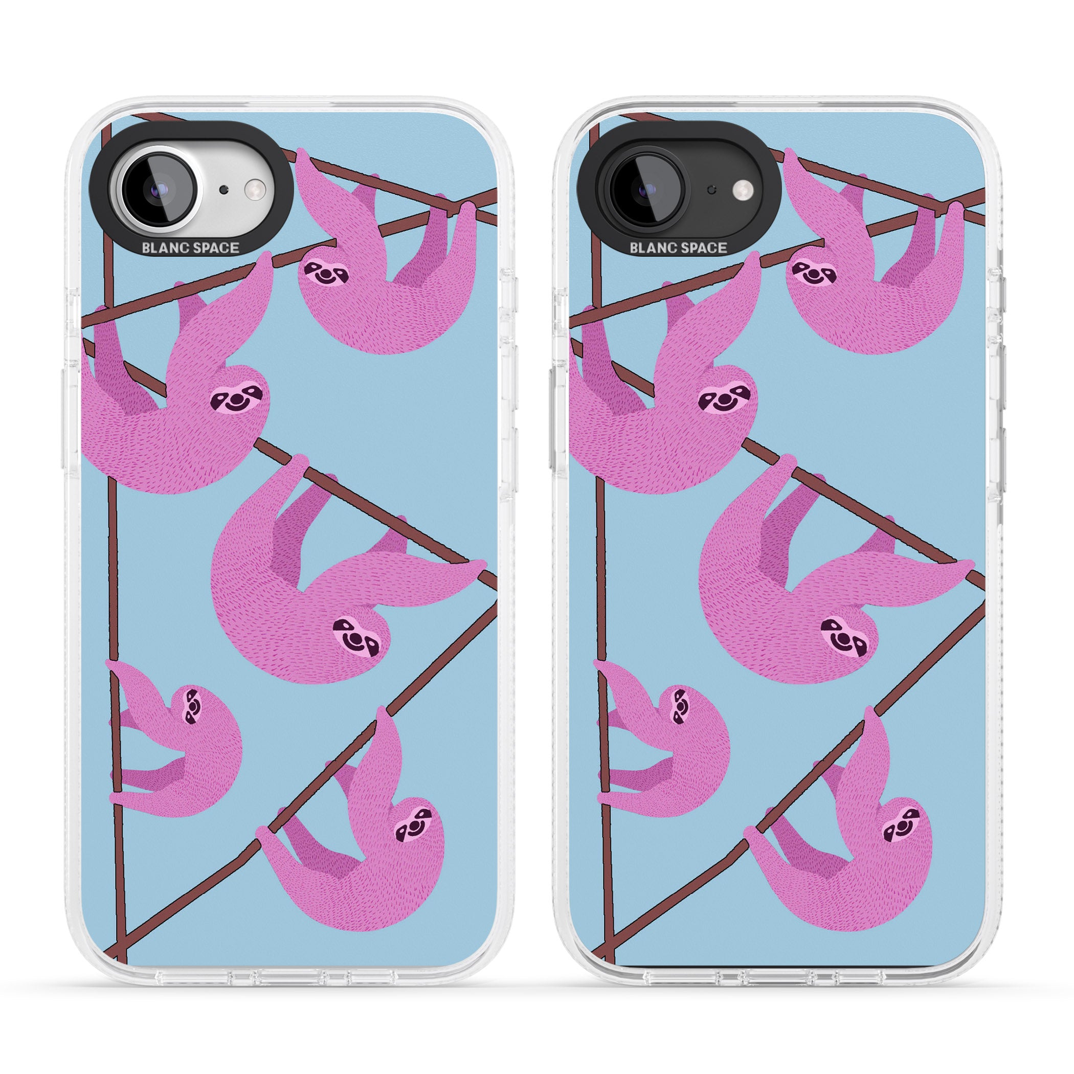 Pink Sloth iPhone 16e Clear Case Impact Air - Blanc Space