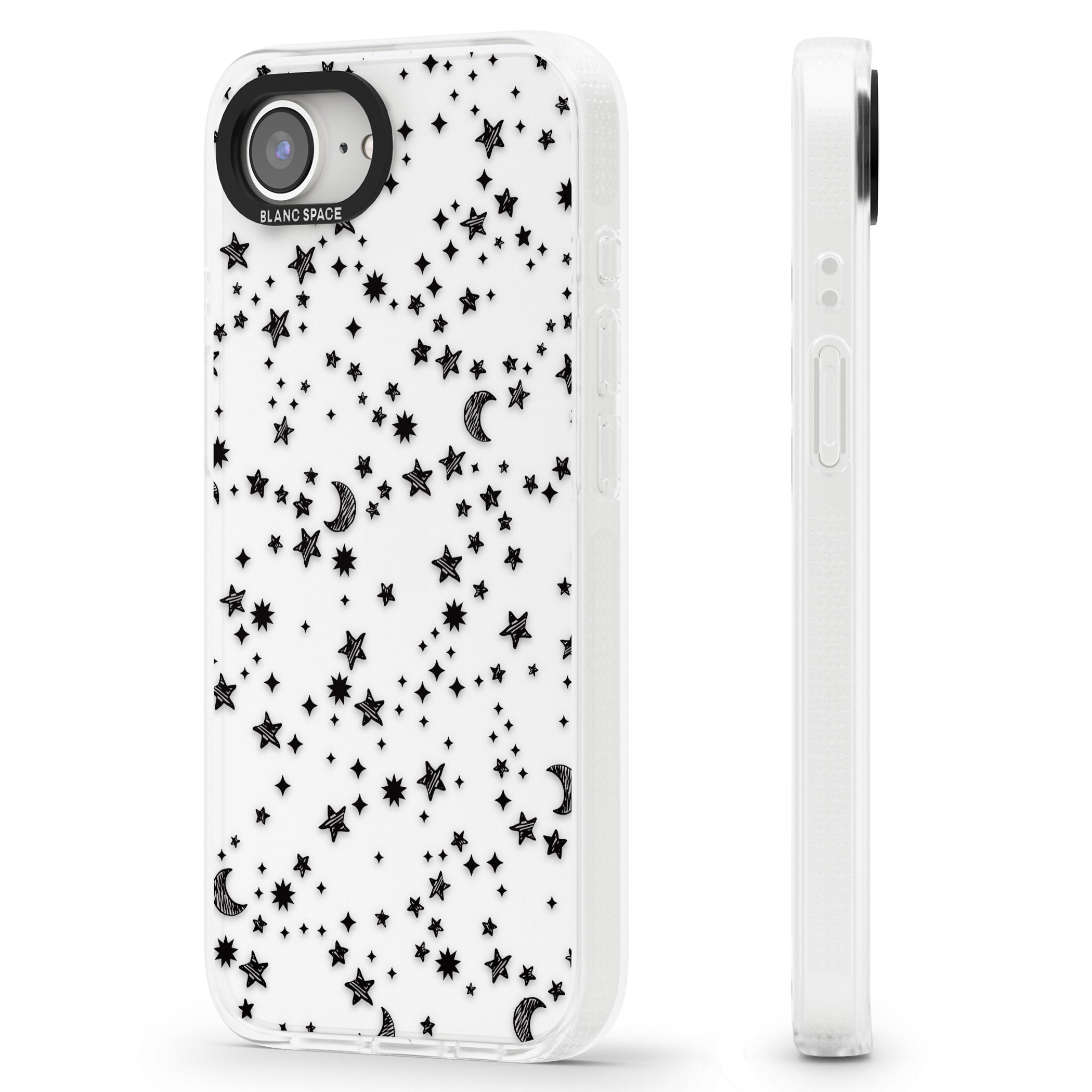 Black Cosmic Galaxy Pattern iPhone 16e Clear Case Impact Air - Blanc Space