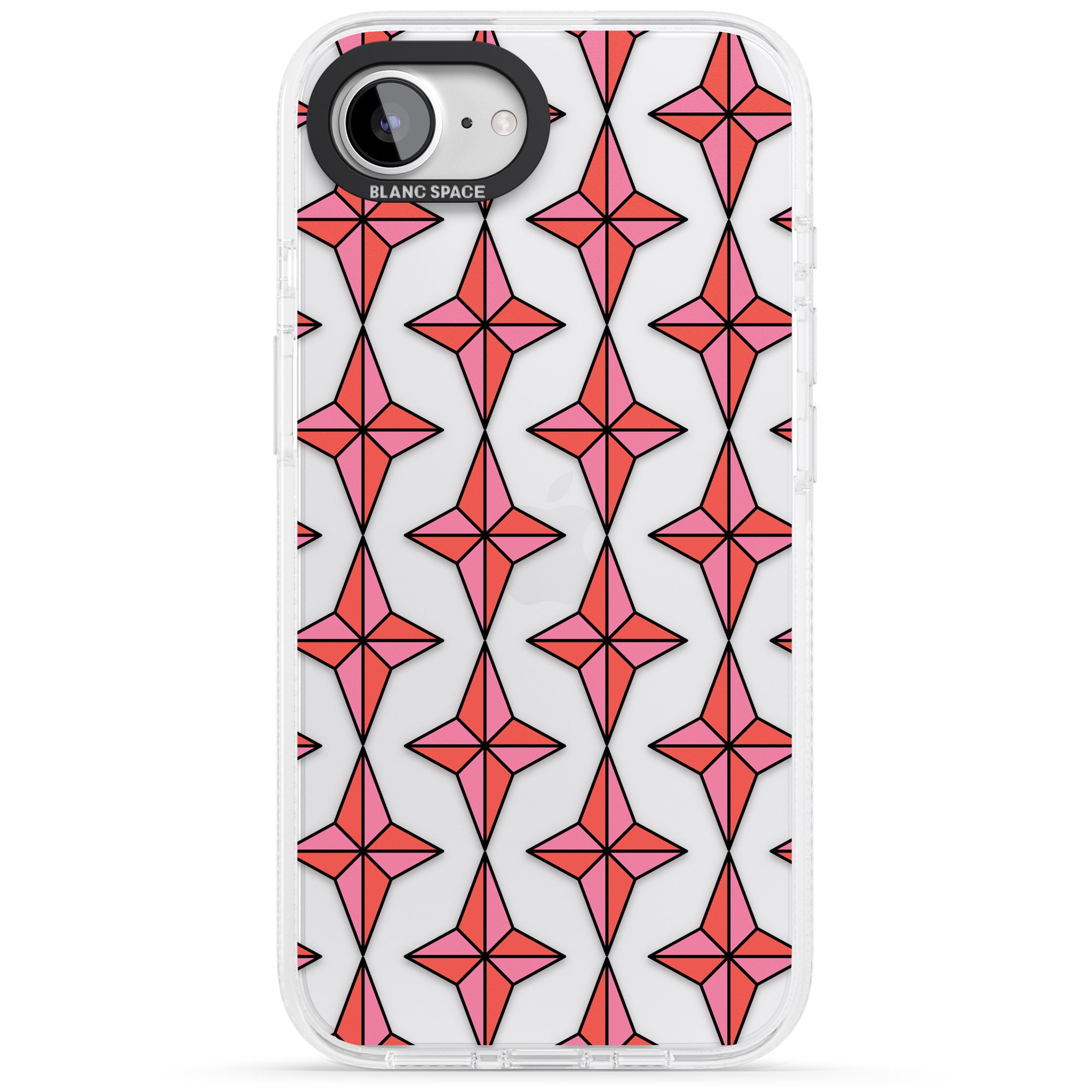 Rose Stars Pattern (Clear) iPhone 16e Clear Case Impact Air - Blanc Space