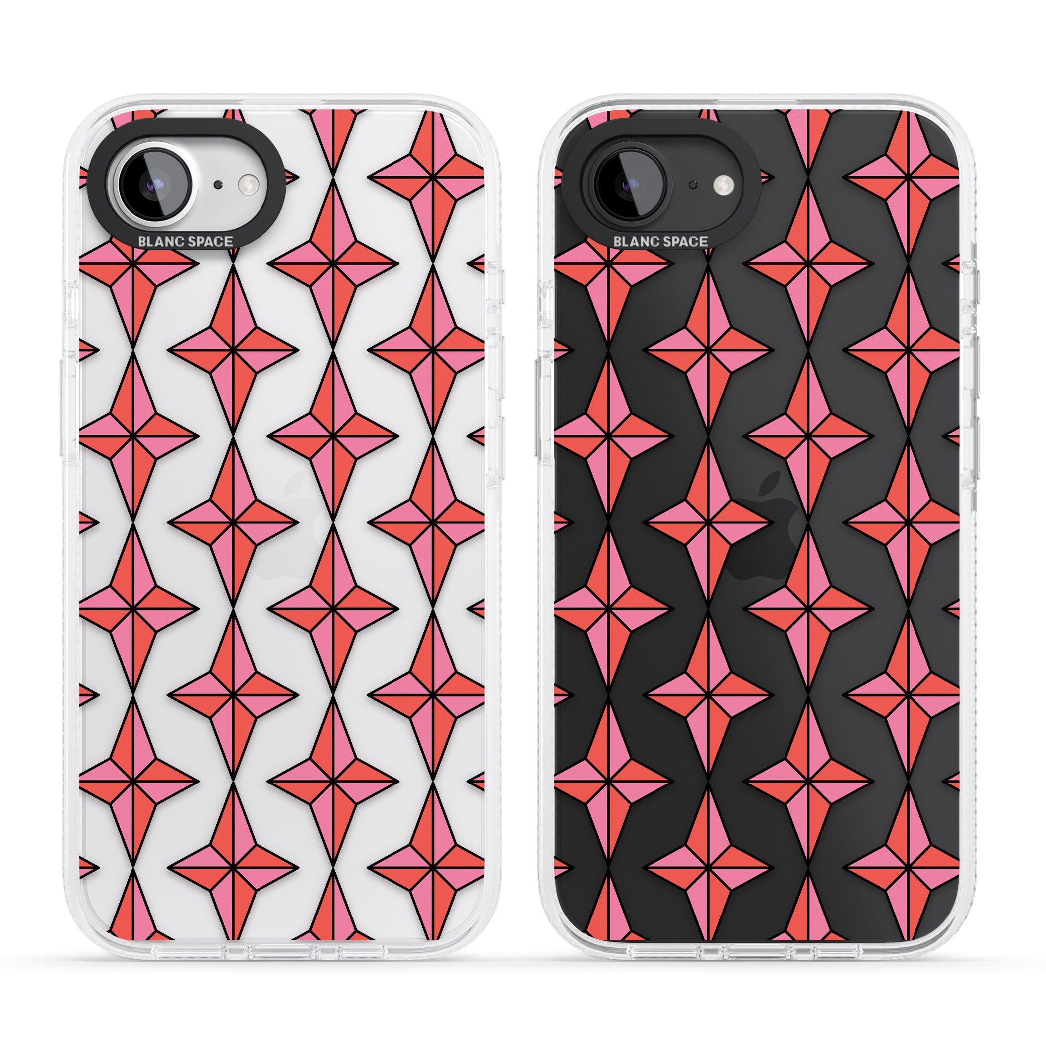 Rose Stars Pattern (Clear) iPhone 16e Clear Case Impact Air - Blanc Space