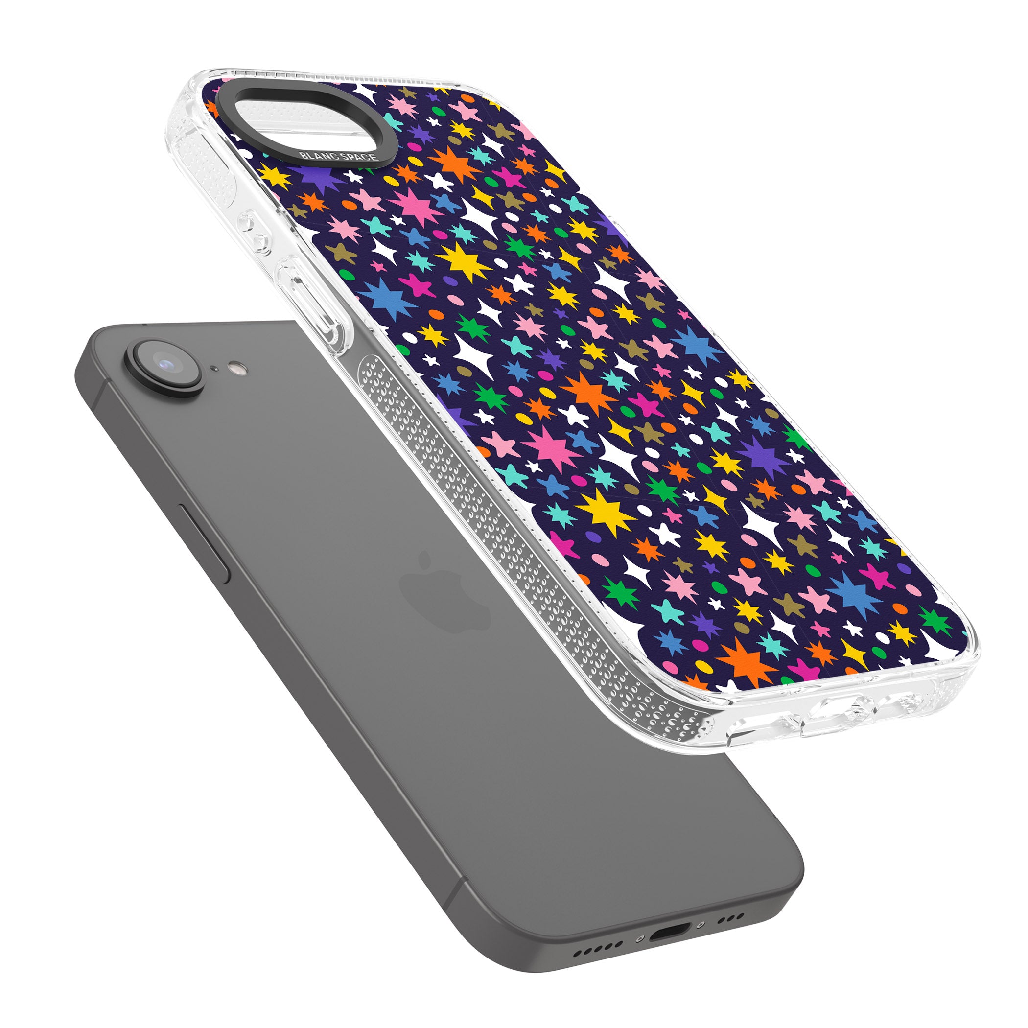 Rainbow Starburst (Purple) iPhone 16e Clear Case Impact Air - Blanc Space