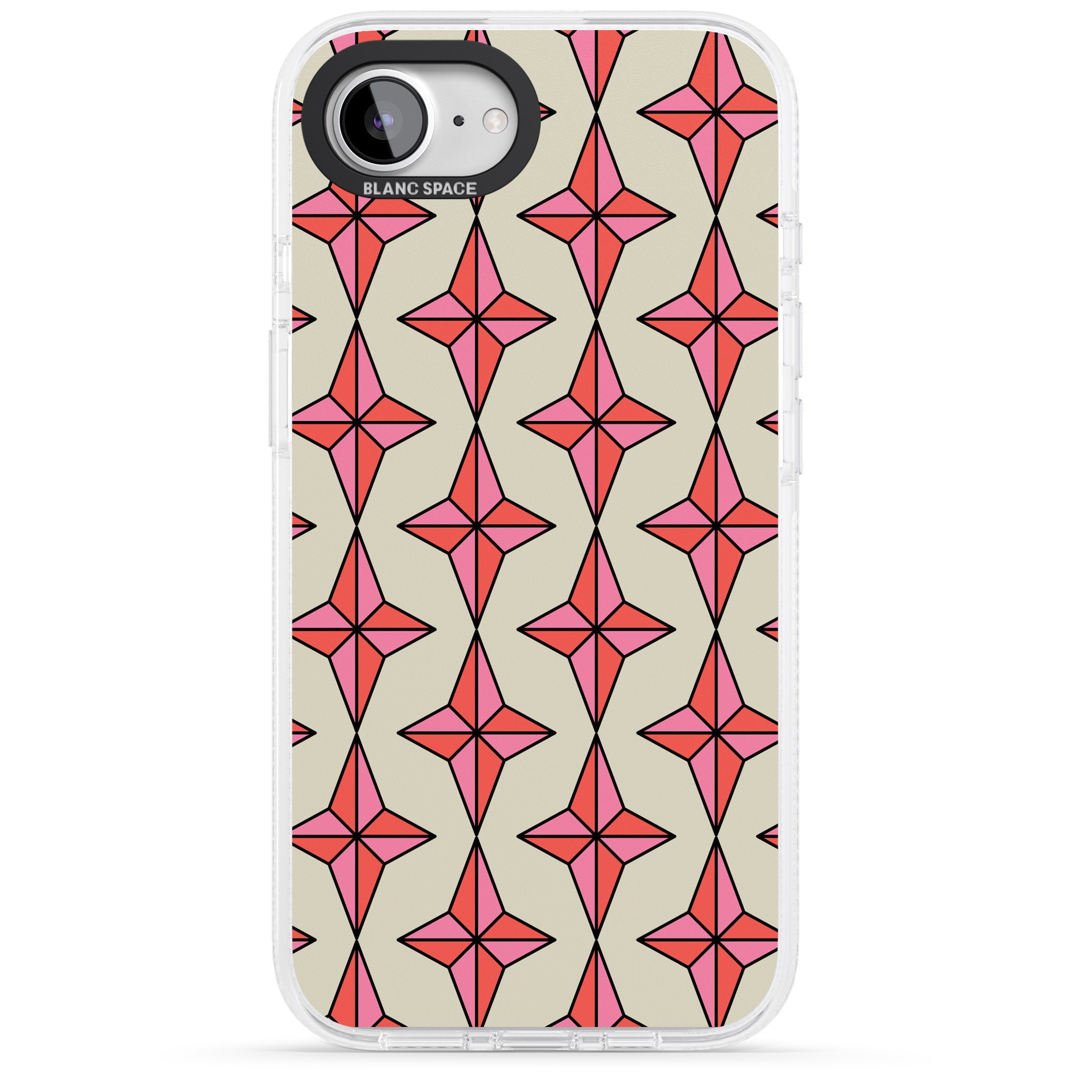 Rose Stars Pattern iPhone 16e Clear Case Impact Air - Blanc Space