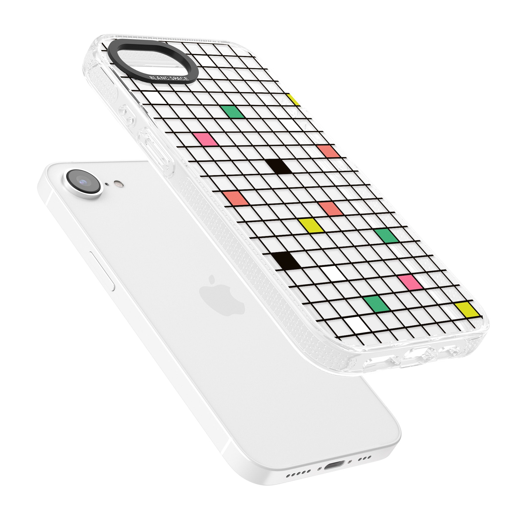 Vibrant Clear Geometric Grid iPhone 16e Clear Case Impact Air - Blanc Space