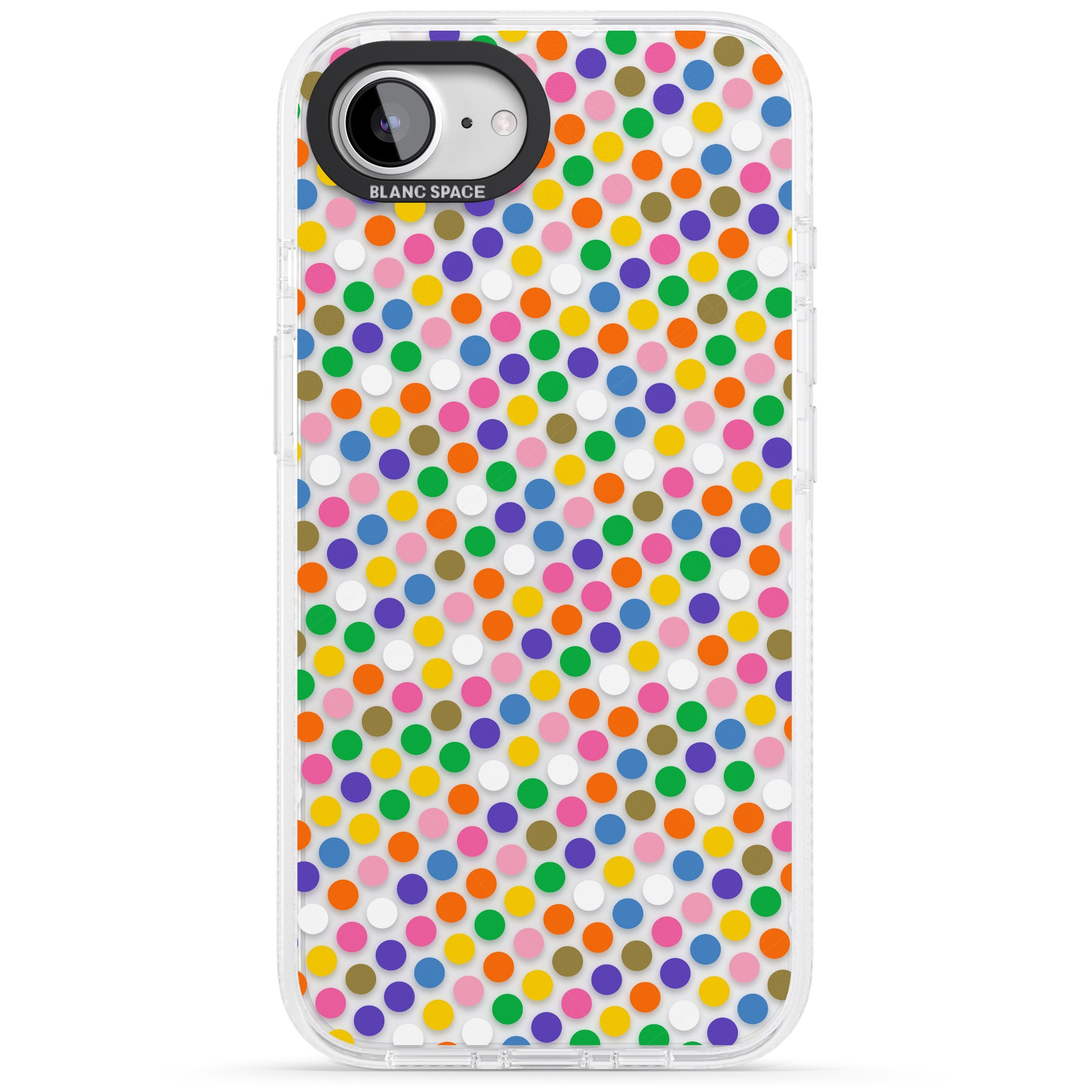 Multicolour Polka-dot Fiesta iPhone 16e Clear Case Impact Air - Blanc Space