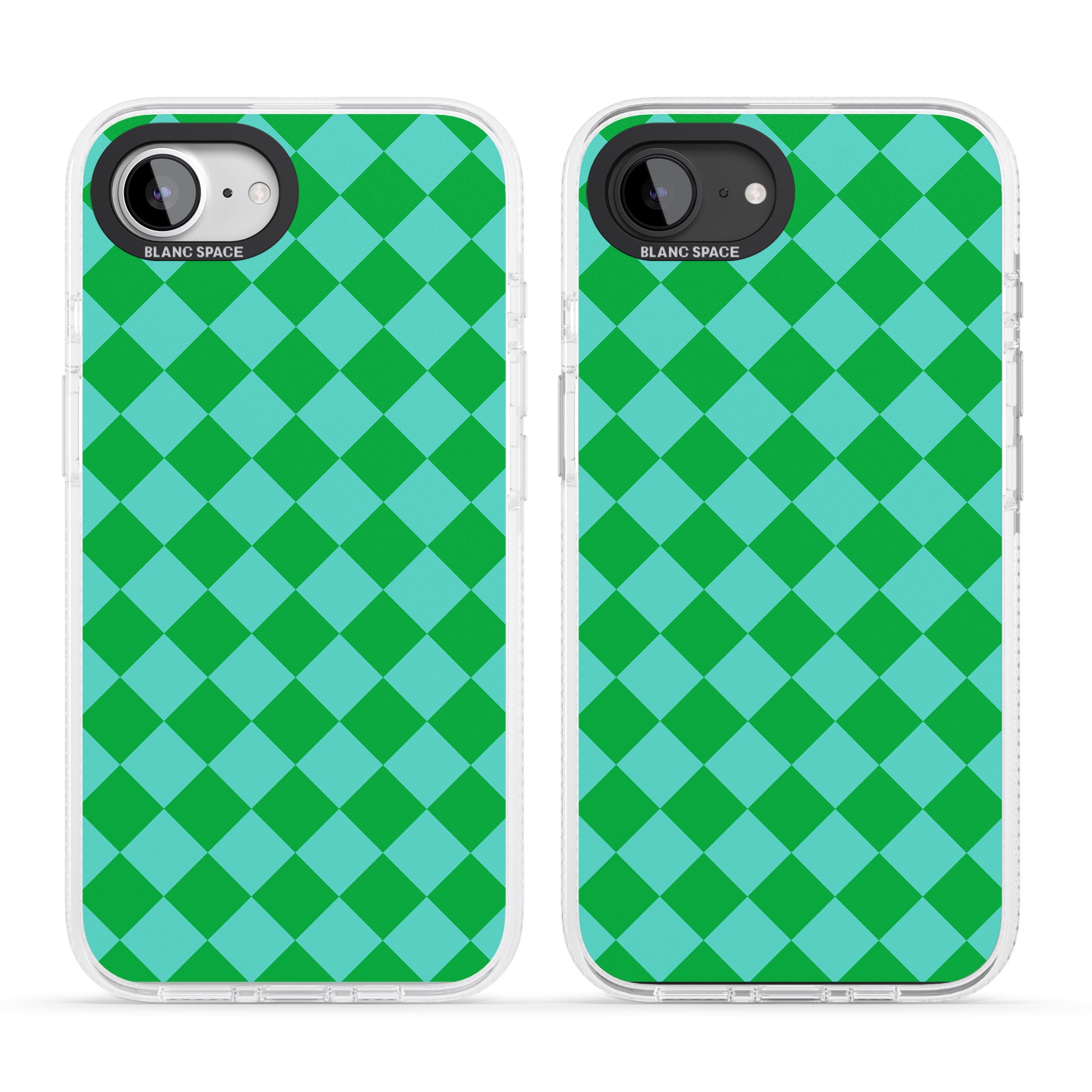 Retro Green Diamond Plaid iPhone 16e Clear Case Impact Air - Blanc Space