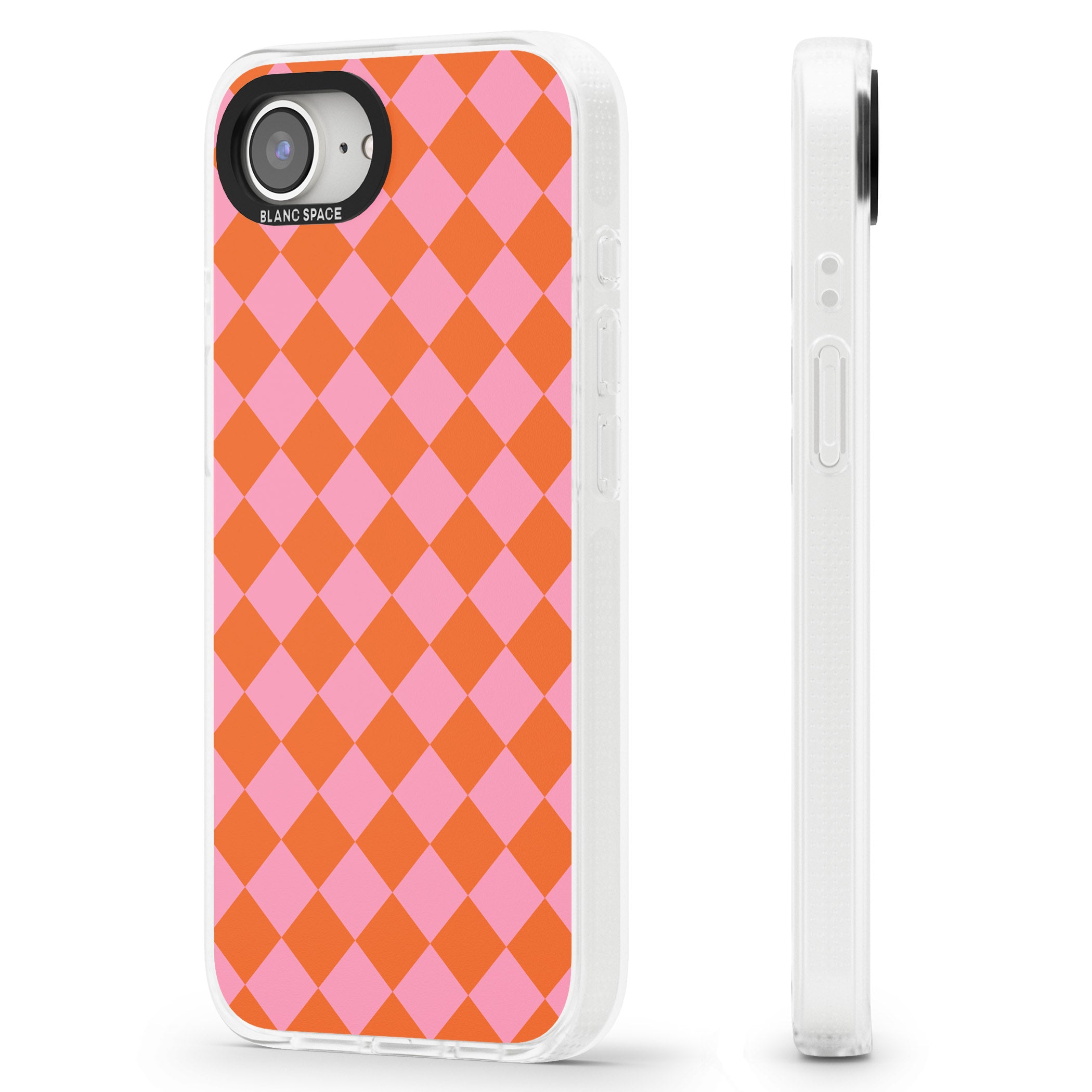 Retro Sunset Diamond Plaid iPhone 16e Clear Case Impact Air - Blanc Space