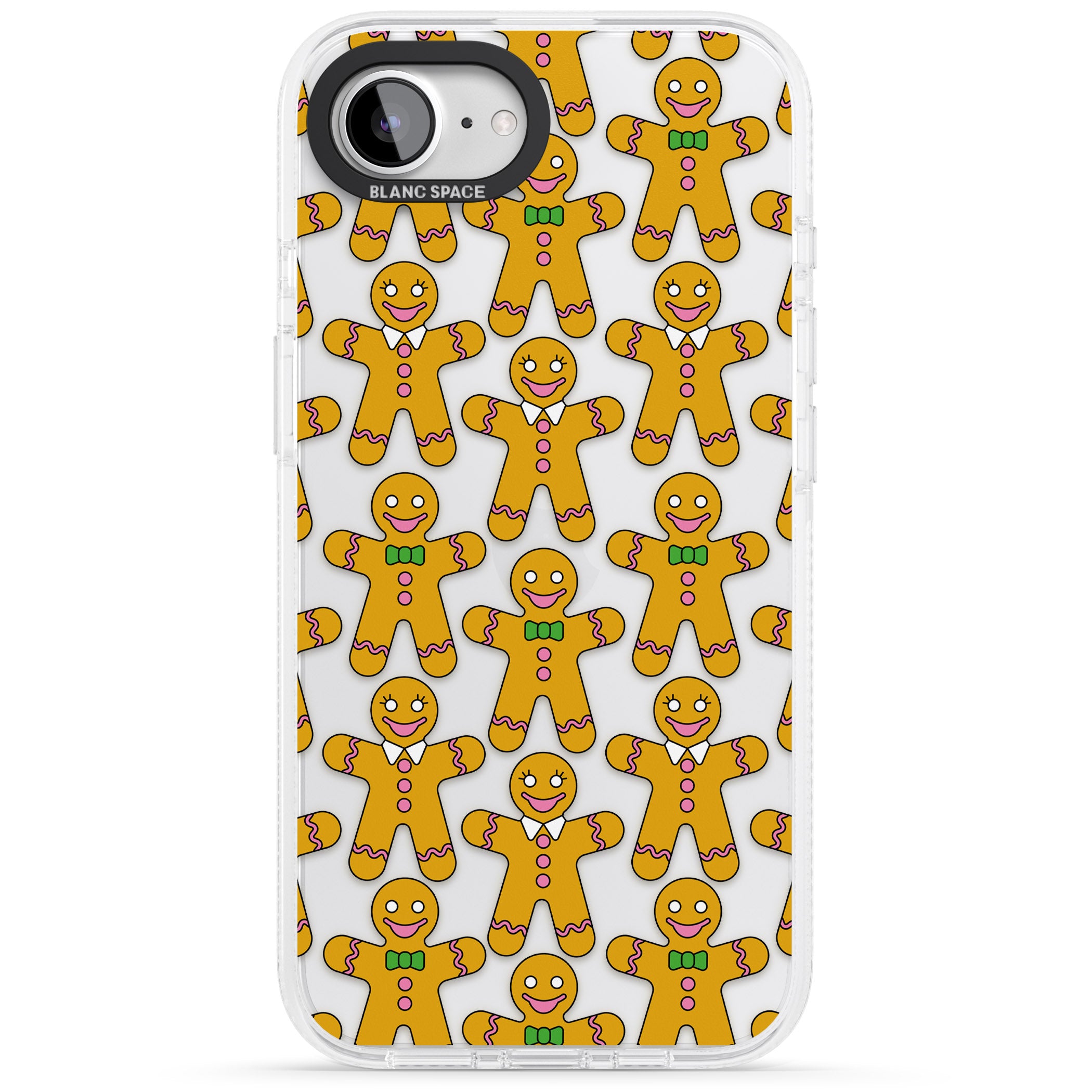 Gingerbread Cookie Pattern iPhone 16e Clear Case Impact Air - Blanc Space