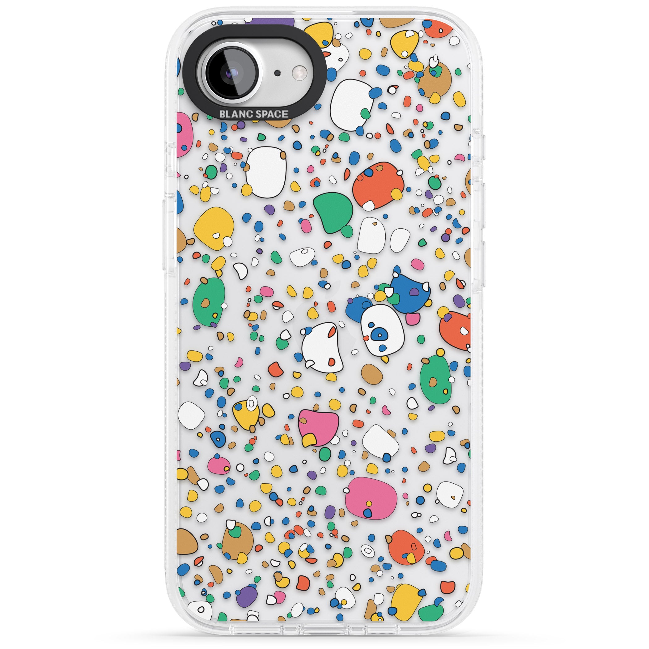Colourful Confetti Pebbles iPhone 16e Clear Case Impact Air - Blanc Space