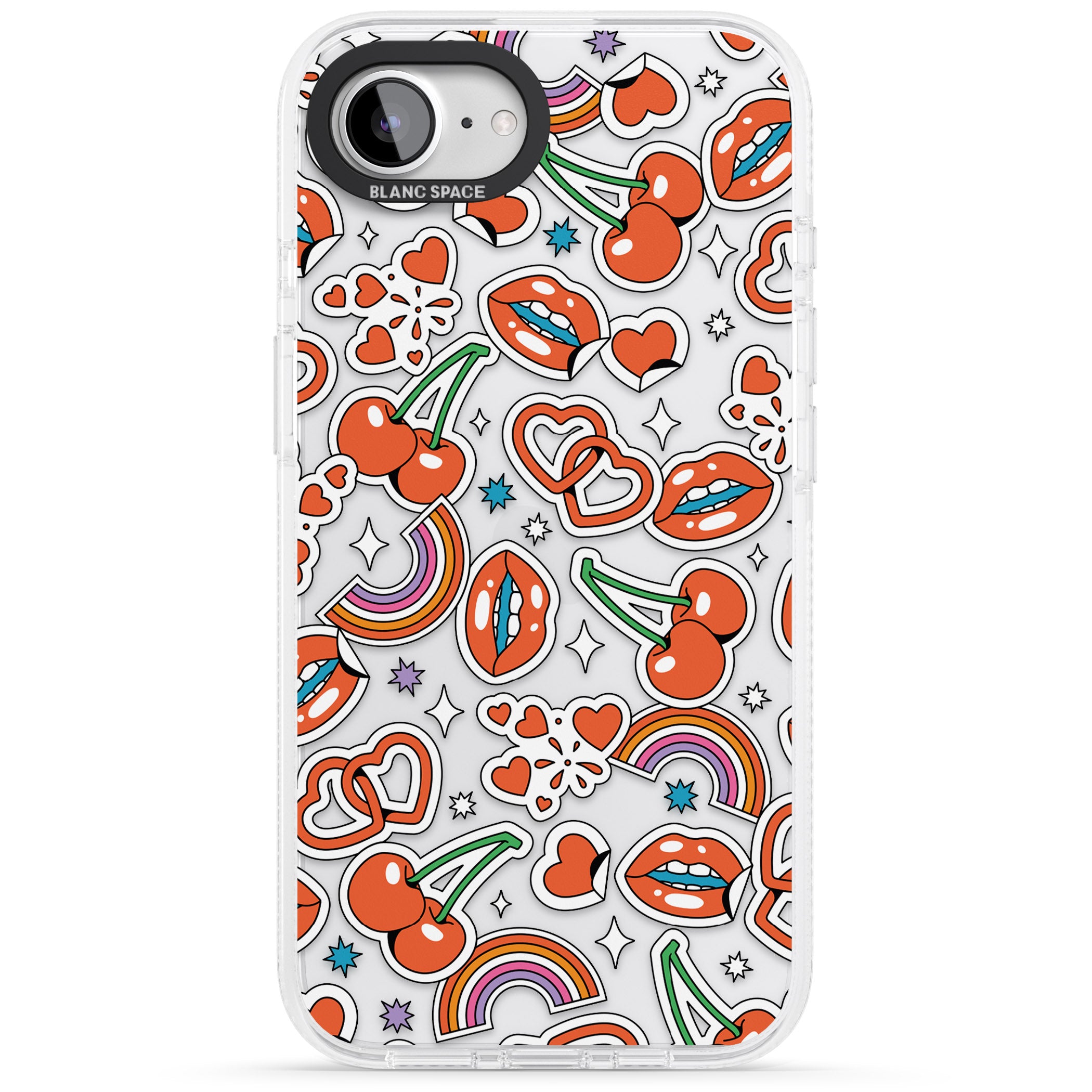 Red Sticker Pop iPhone 16e Clear Case Impact Air - Blanc Space