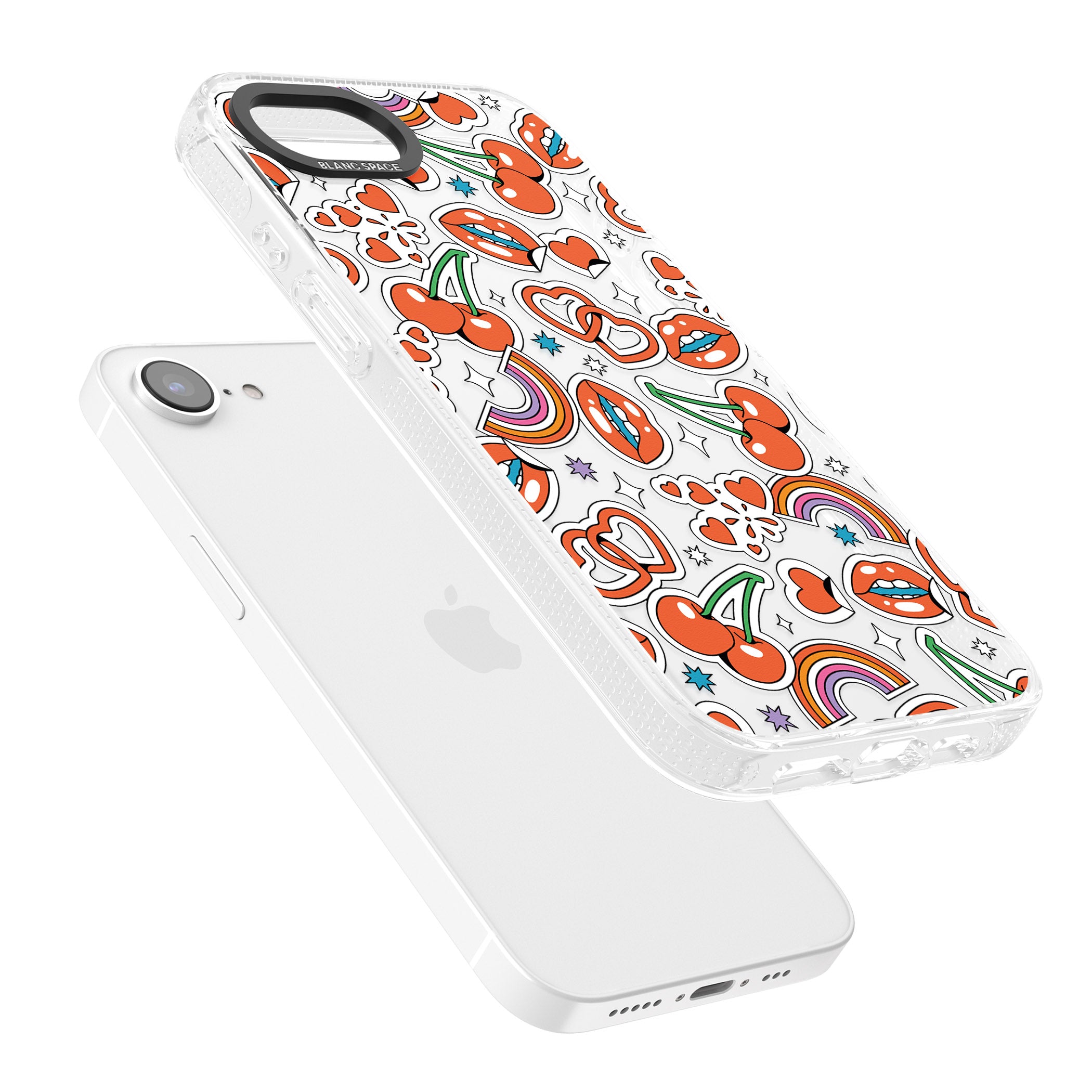 Red Sticker Pop iPhone 16e Clear Case Impact Air - Blanc Space