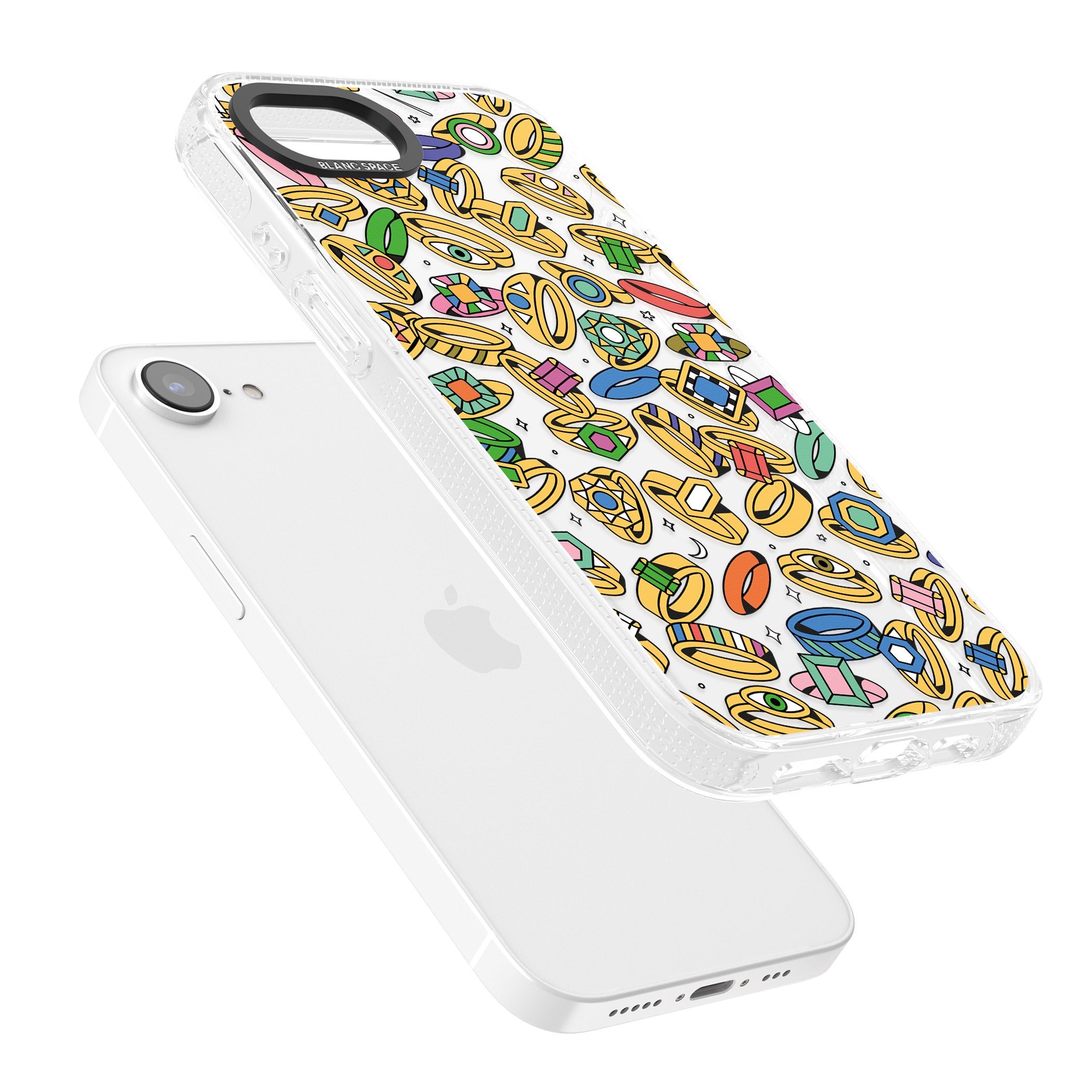 Gemstone Glitz iPhone 16e Clear Case Impact Air - Blanc Space