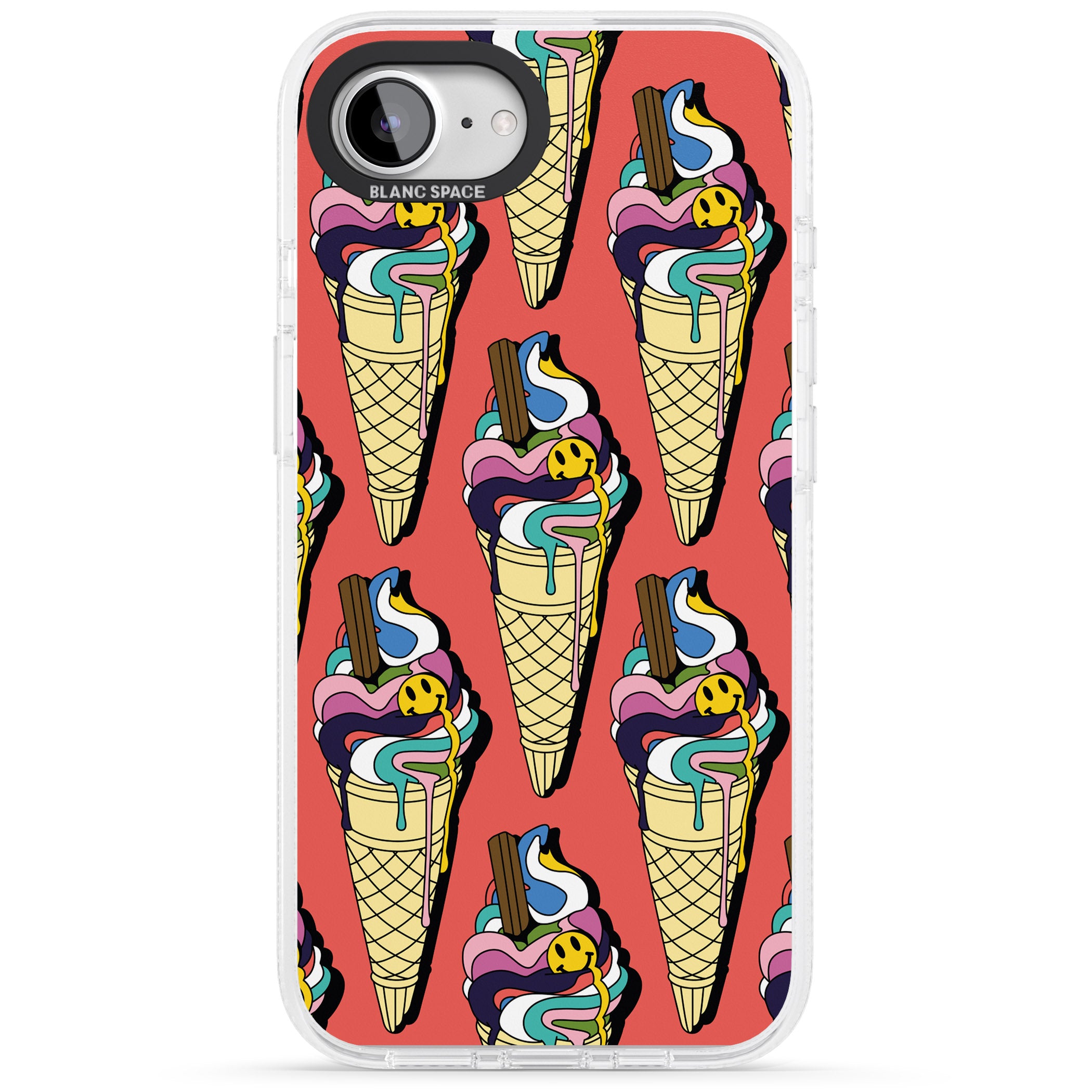 Trip & Drip Ice Cream (Red) iPhone 16e Clear Case Impact Air - Blanc Space