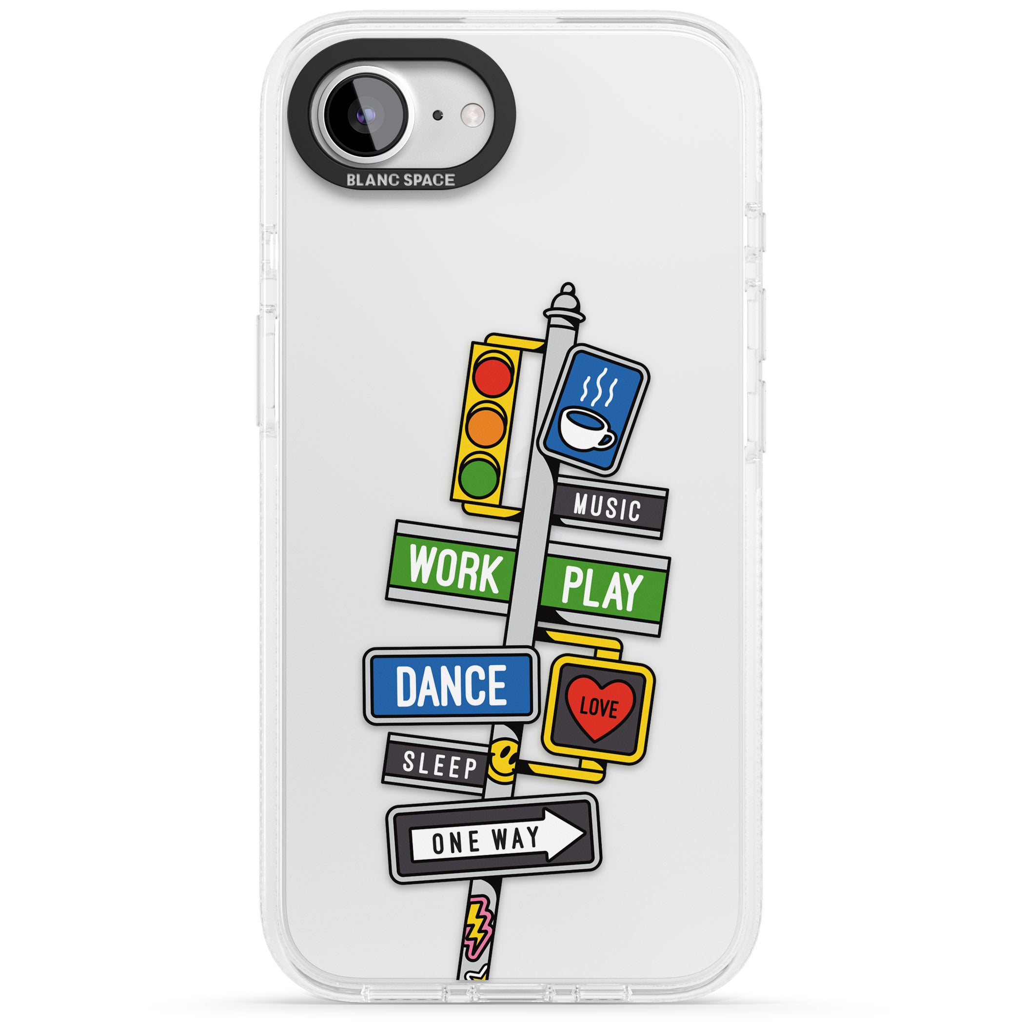 Mood Street Signs iPhone 16e Clear Case Impact Air - Blanc Space