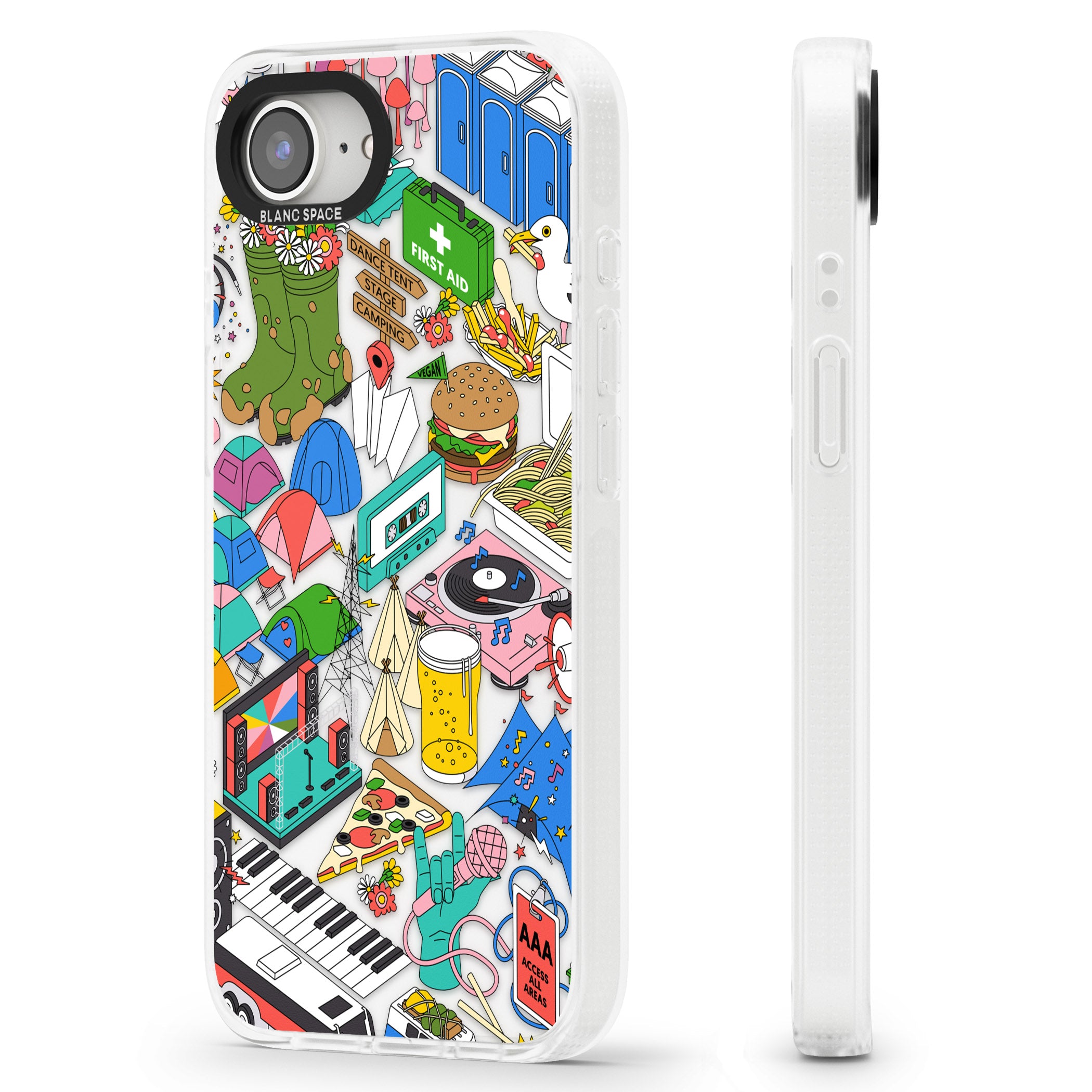 Festival Frenzy iPhone 16e Clear Case Impact Air - Blanc Space