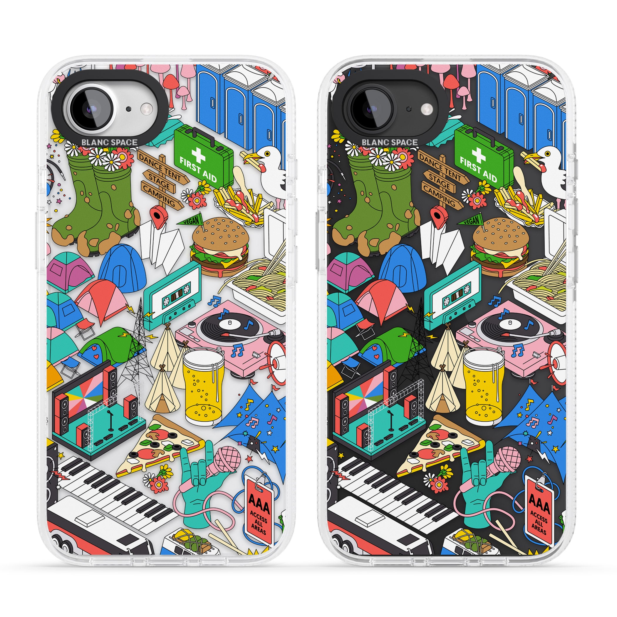 Festival Frenzy iPhone 16e Clear Case Impact Air - Blanc Space