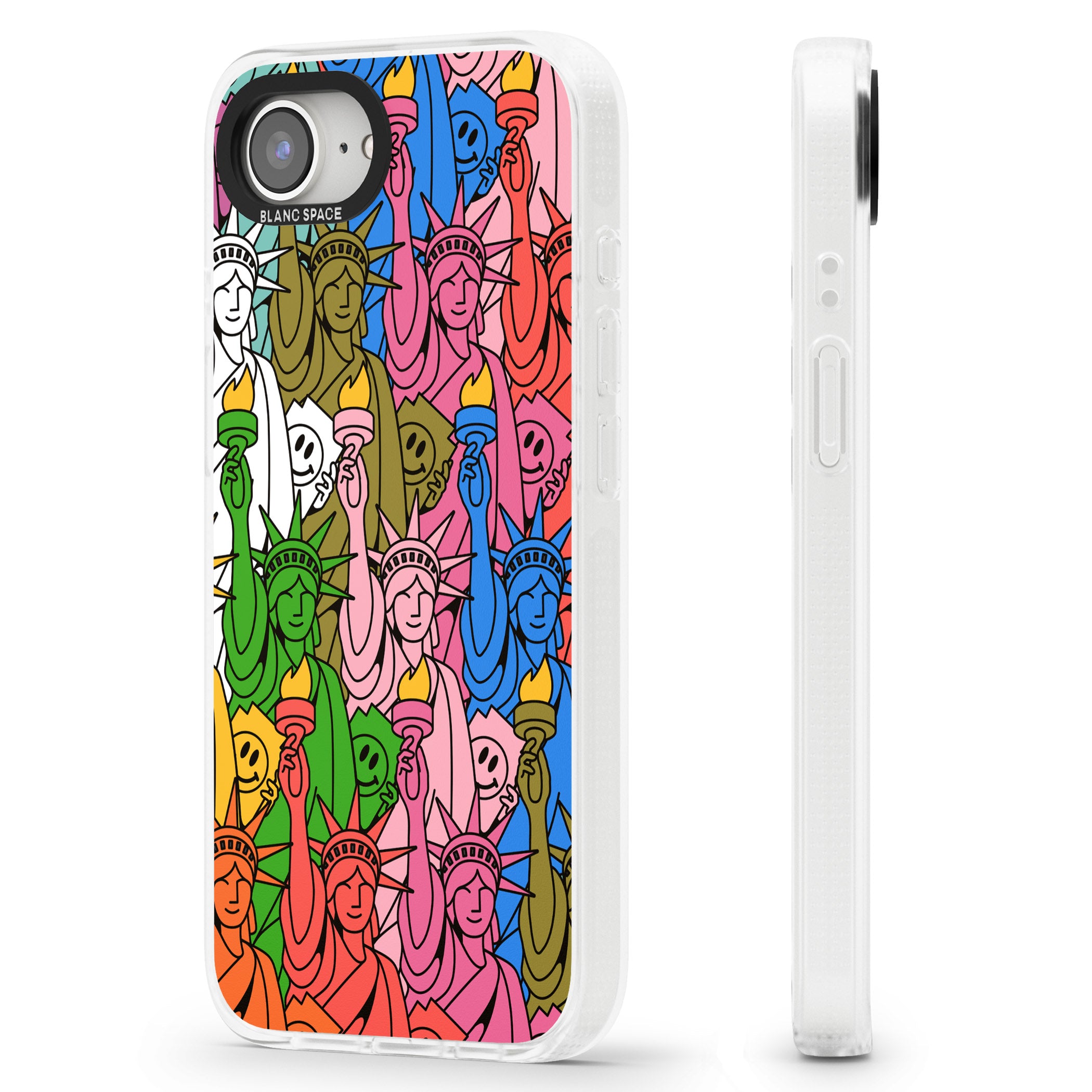 Multicolour Liberty Pattern iPhone 16e Clear Case Impact Air - Blanc Space
