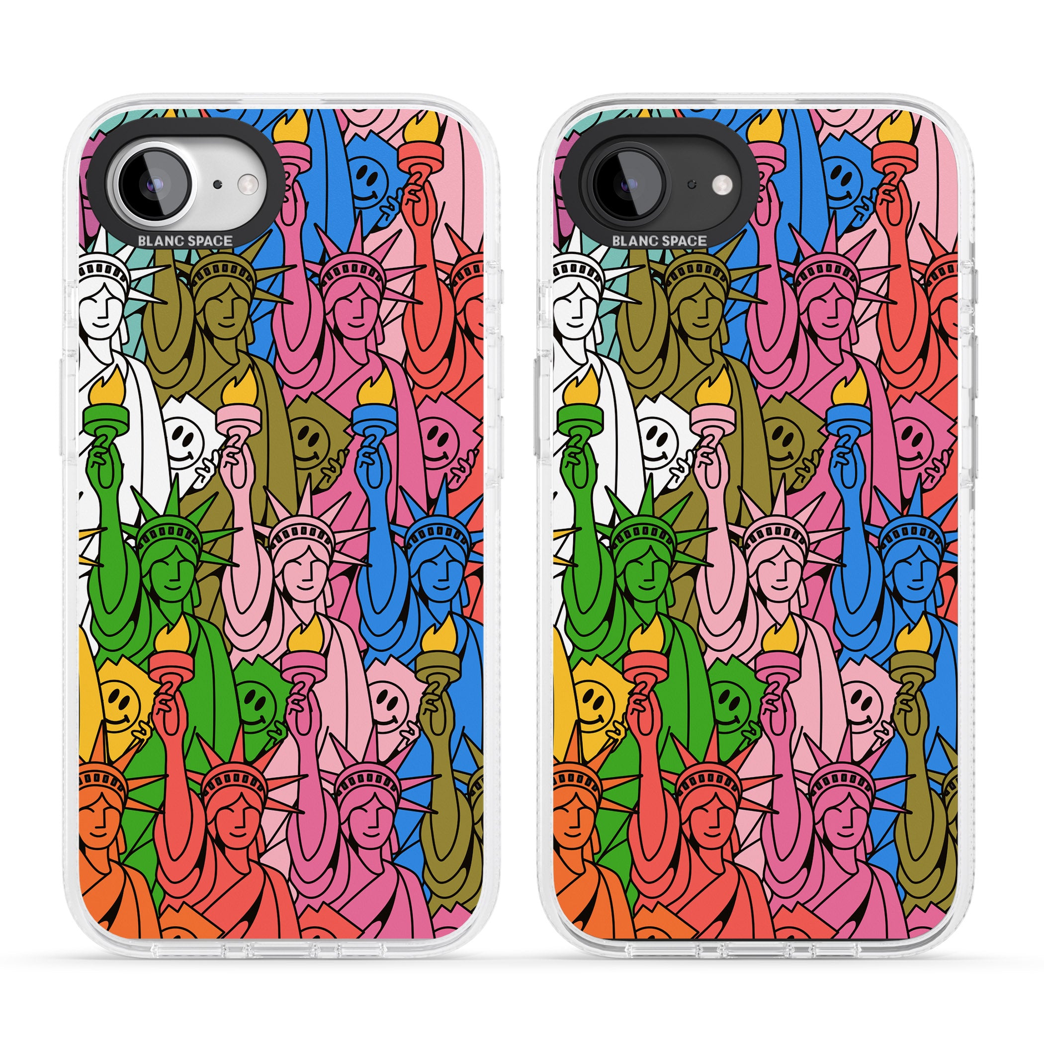 Multicolour Liberty Pattern iPhone 16e Clear Case Impact Air - Blanc Space