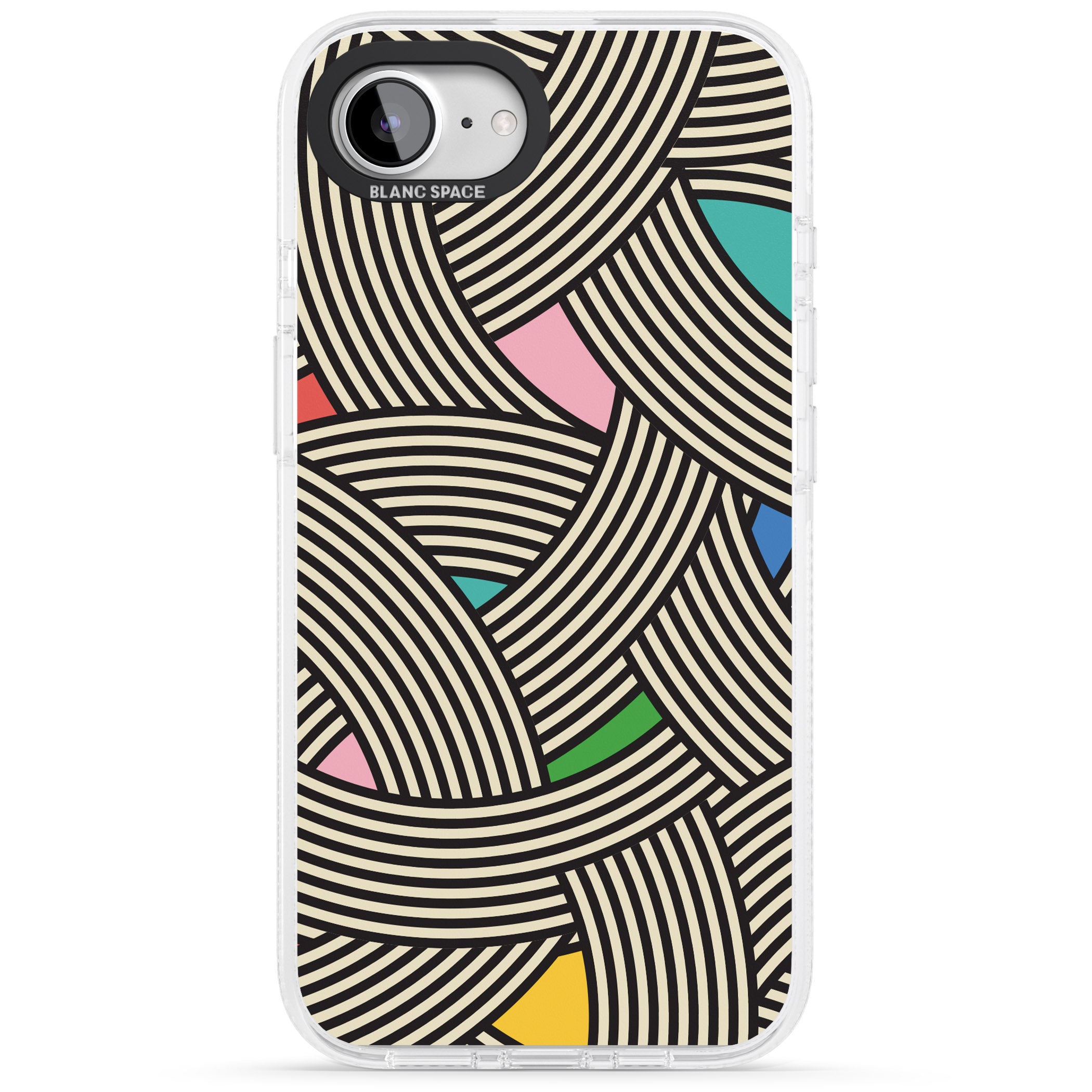 Multicolour Optic Waves iPhone 16e Clear Case Impact Air - Blanc Space
