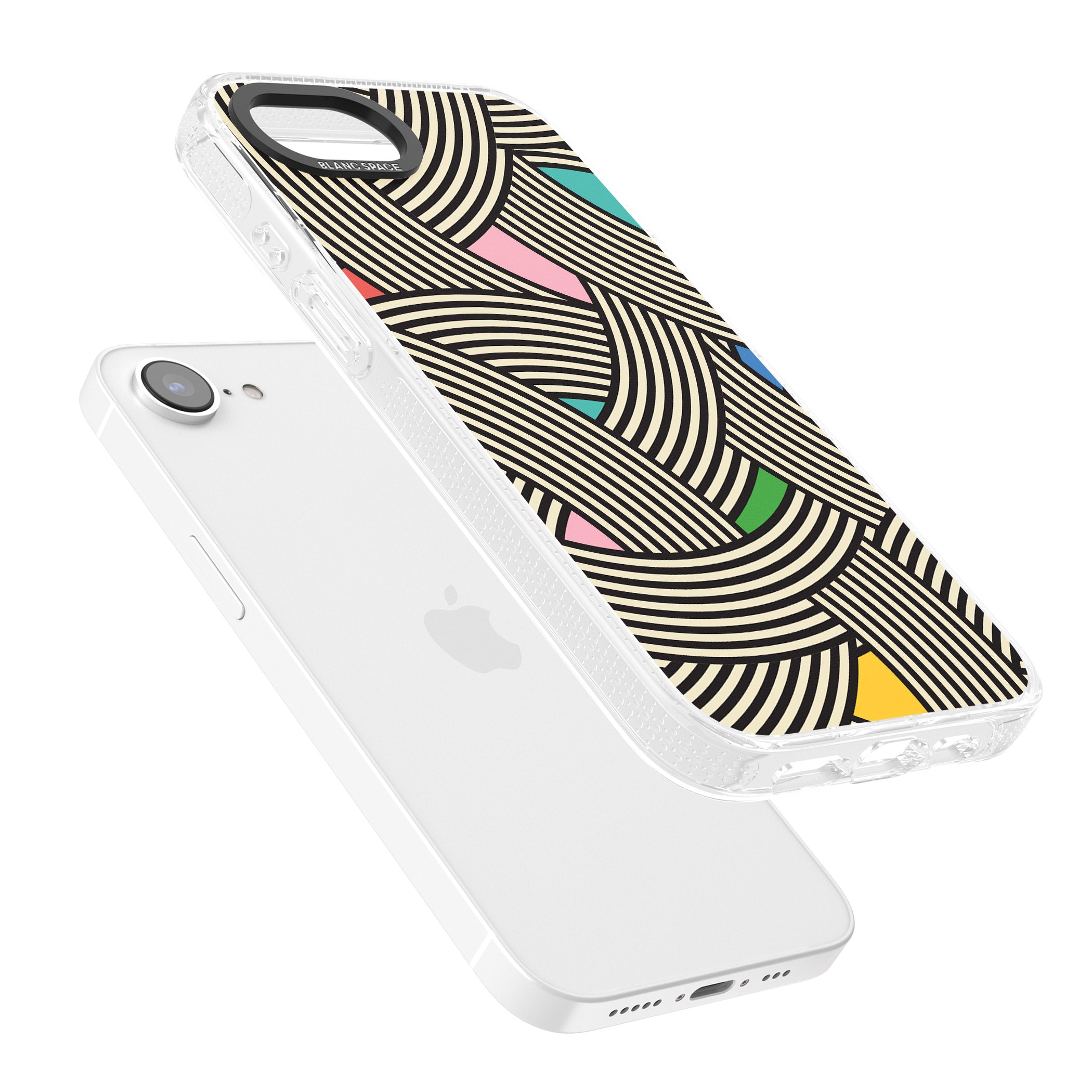 Multicolour Optic Waves iPhone 16e Clear Case Impact Air - Blanc Space
