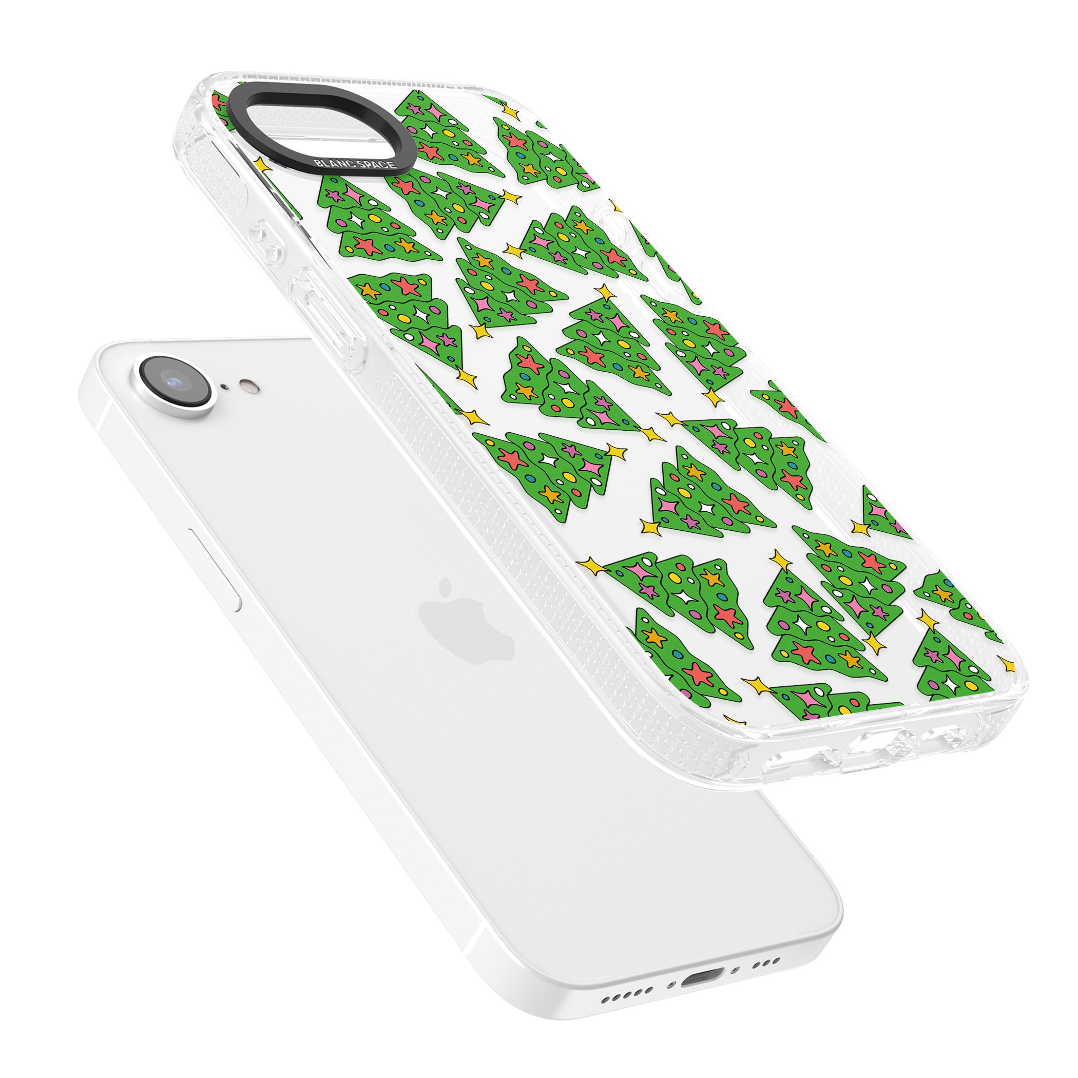 Christmas Tree Pattern iPhone 16e Clear Case Impact Air - Blanc Space
