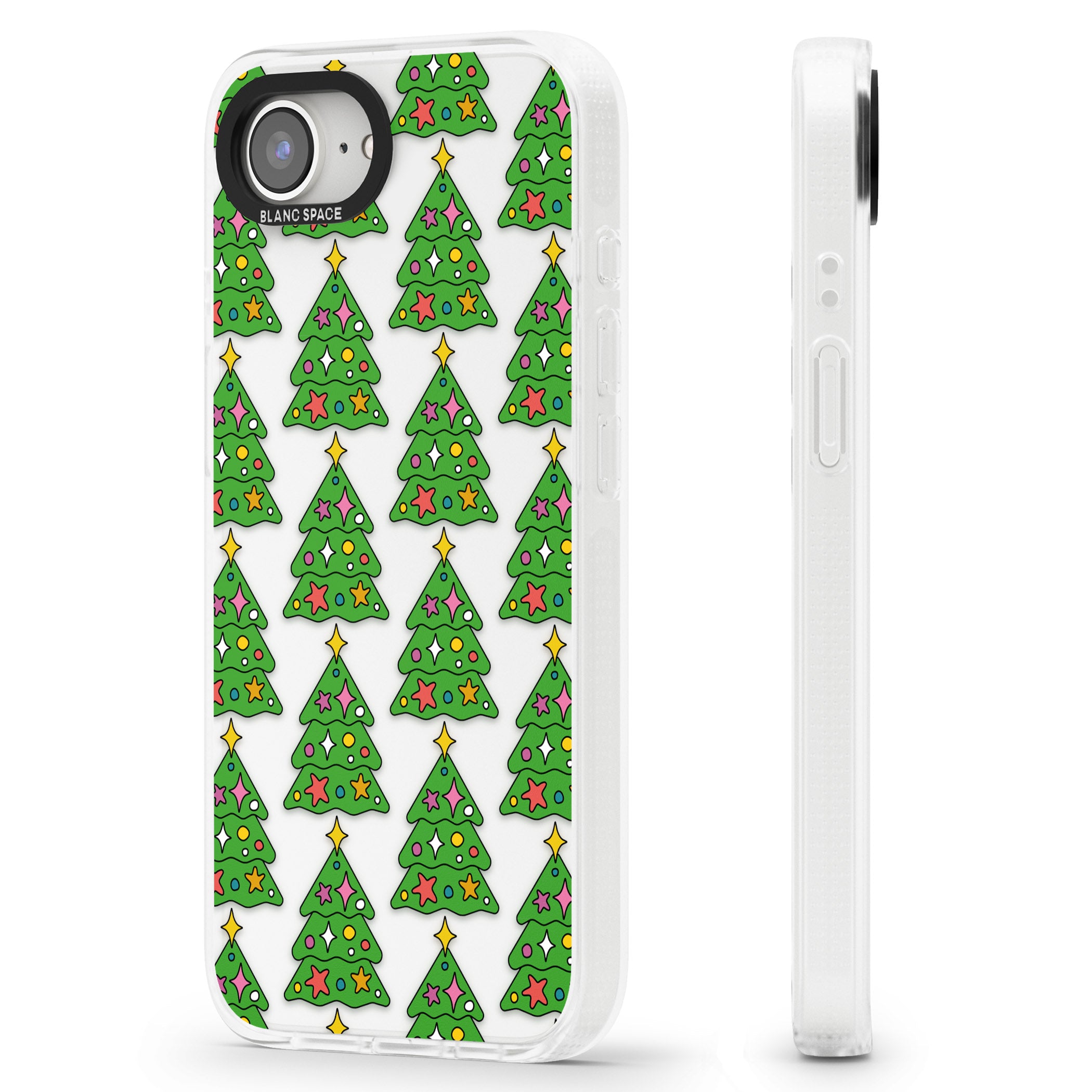 Christmas Tree Pattern (Clear) iPhone 16e Clear Case Impact Air - Blanc Space