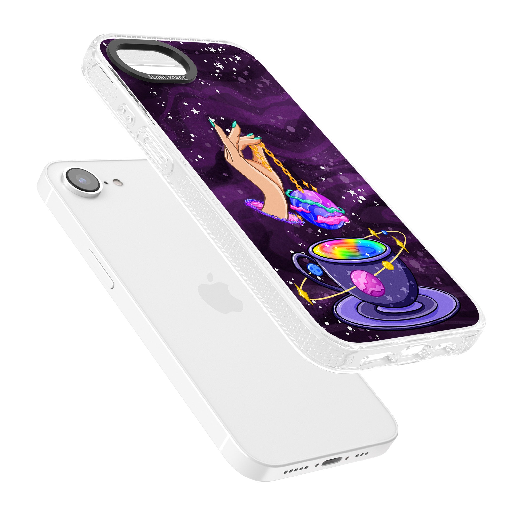 Space Tea iPhone 16e Clear Case Impact Air - Blanc Space