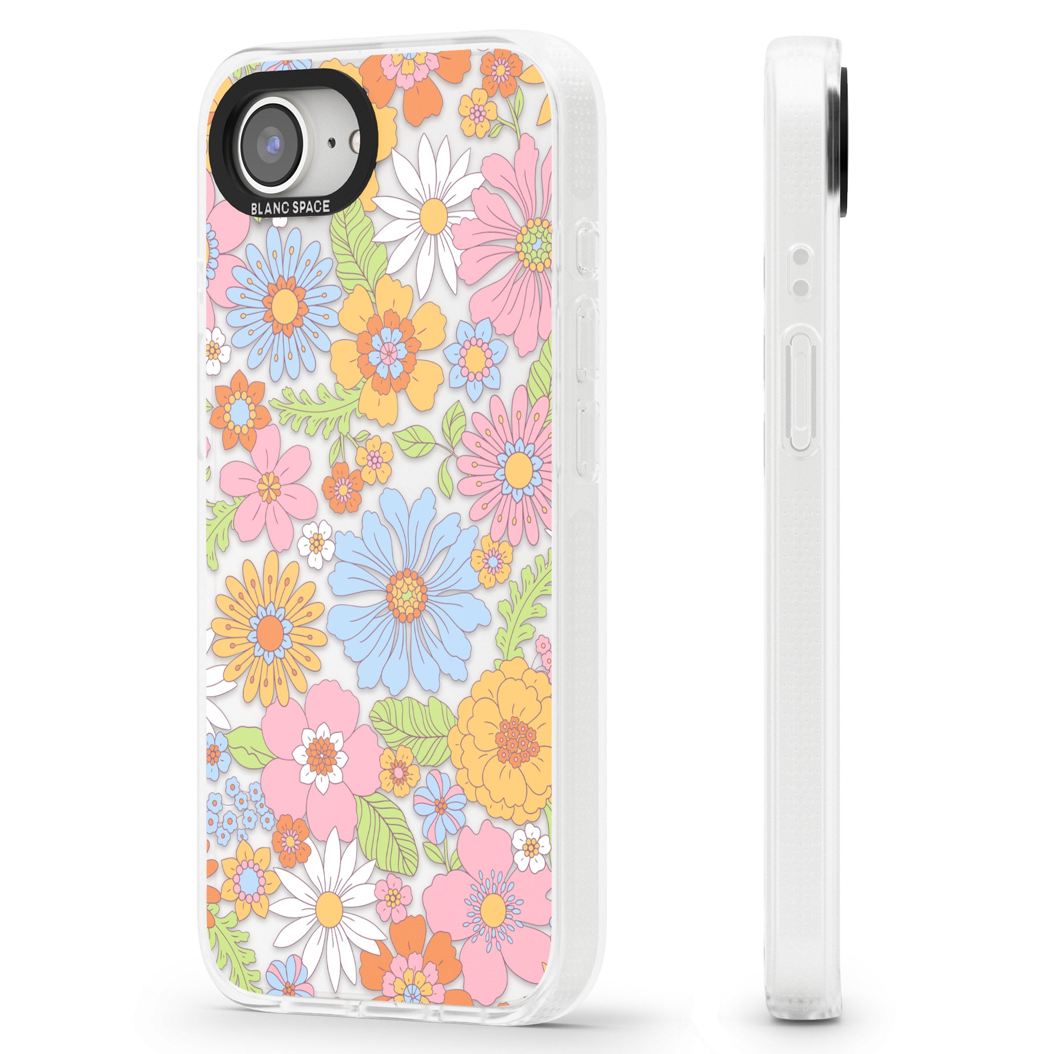 Pastel Flower Pattern iPhone 16e Clear Case Impact Air - Blanc Space