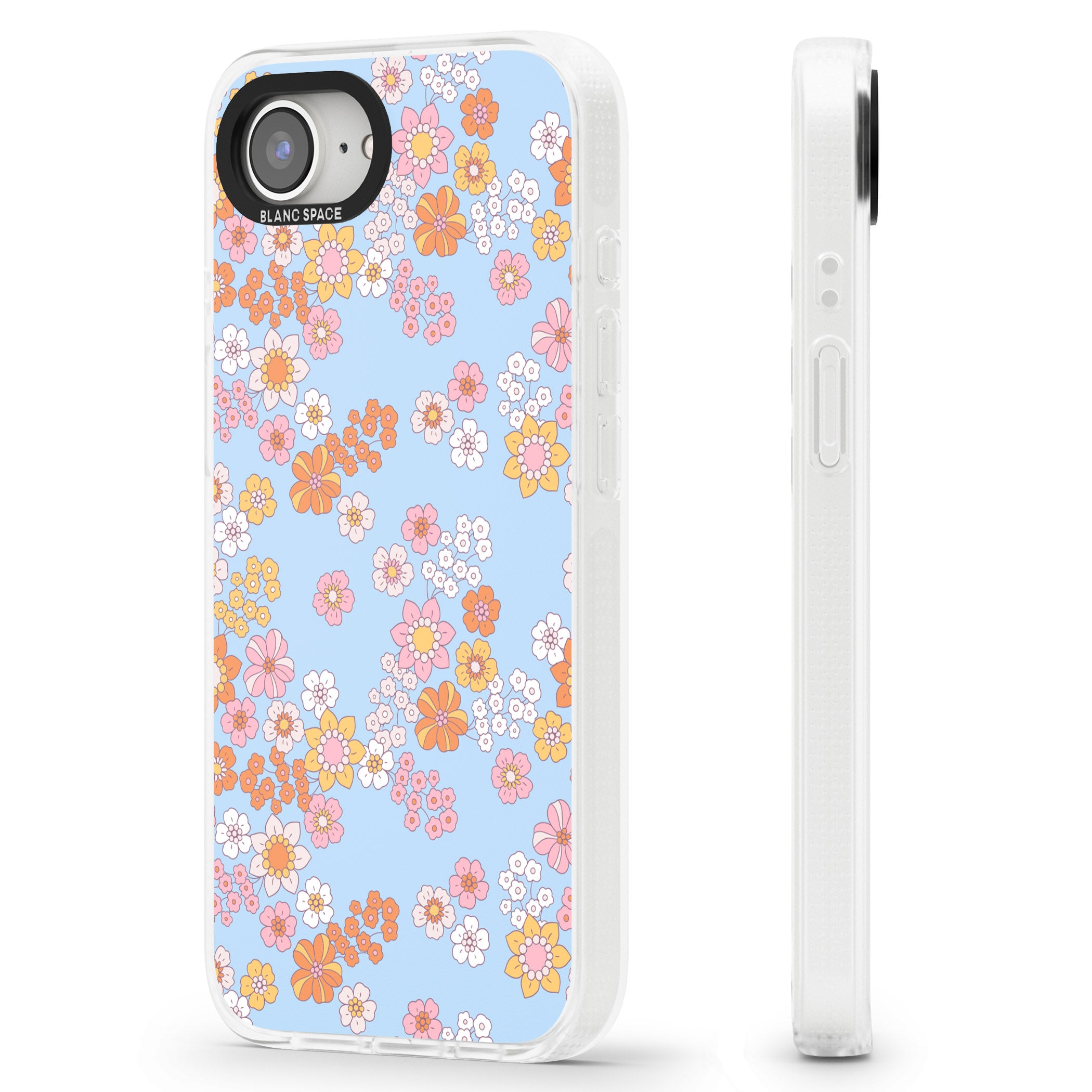 Lake Blue Flower Mix iPhone 16e Clear Case Impact Air - Blanc Space