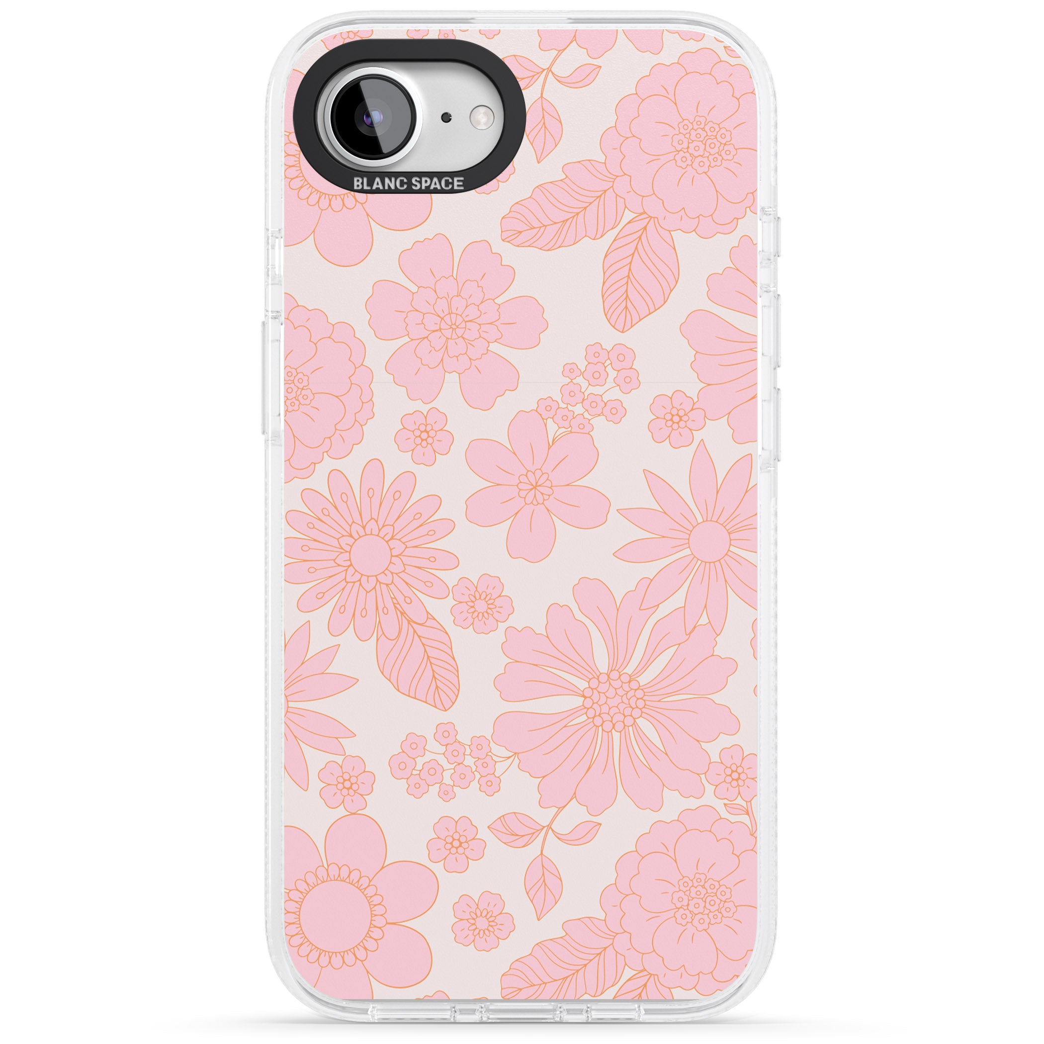 Gentle Pink Flowers iPhone 16e Clear Case Impact Air - Blanc Space