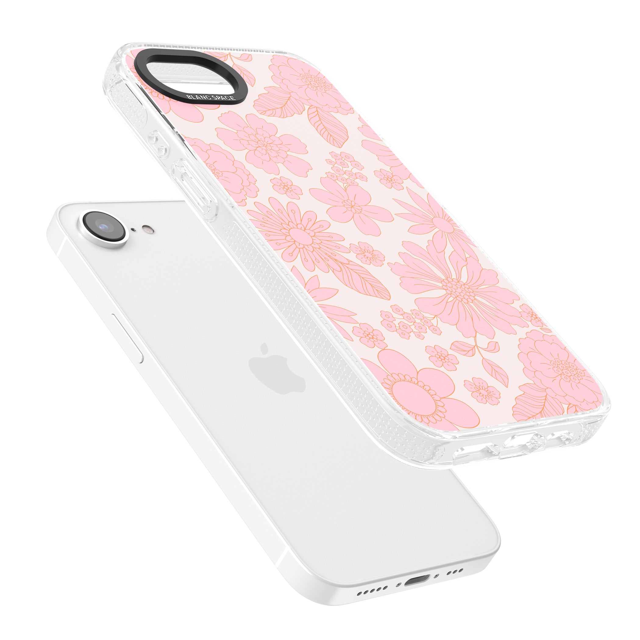 Gentle Pink Flowers iPhone 16e Clear Case Impact Air - Blanc Space