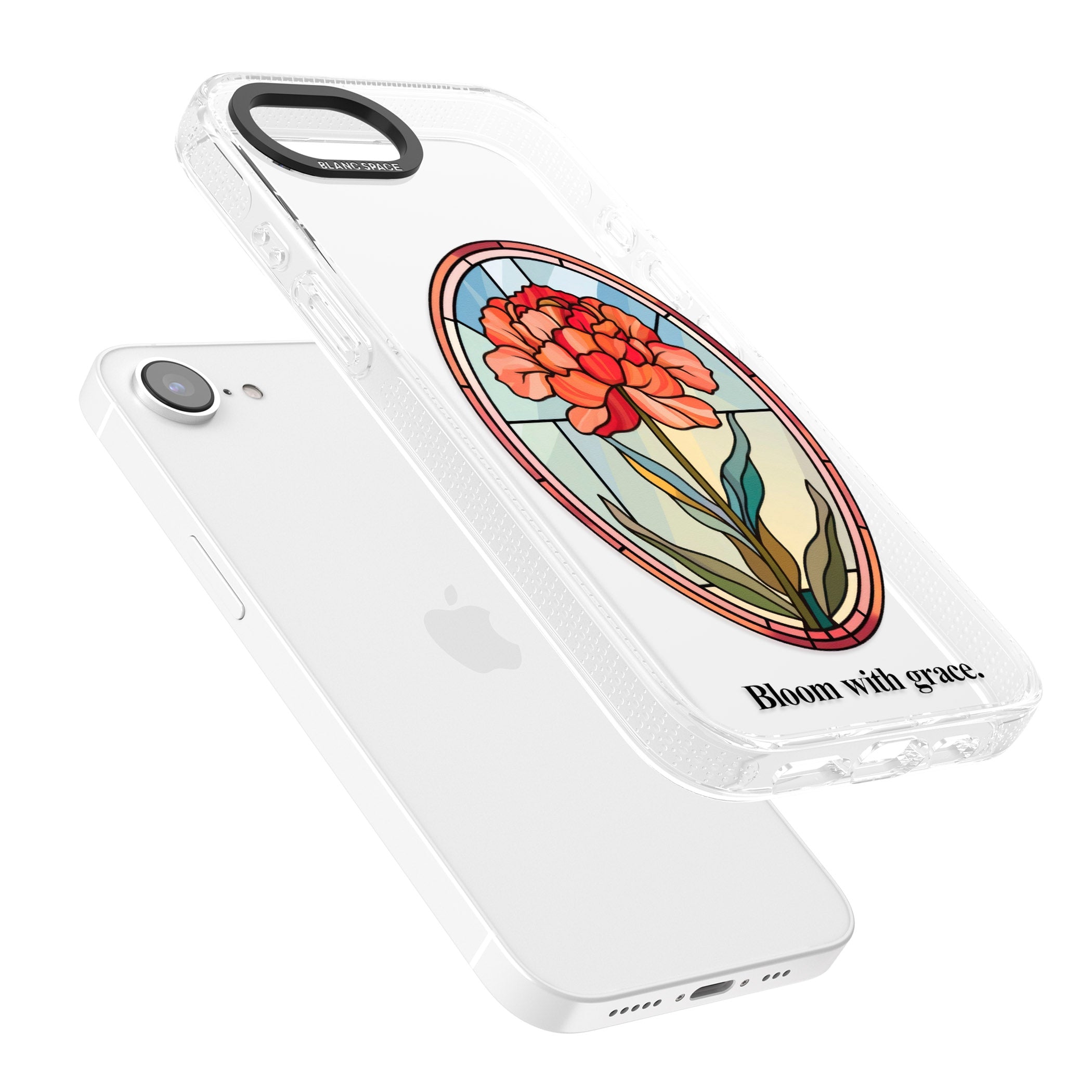 Bloom with grace iPhone 16e Clear Case Impact Air - Blanc Space