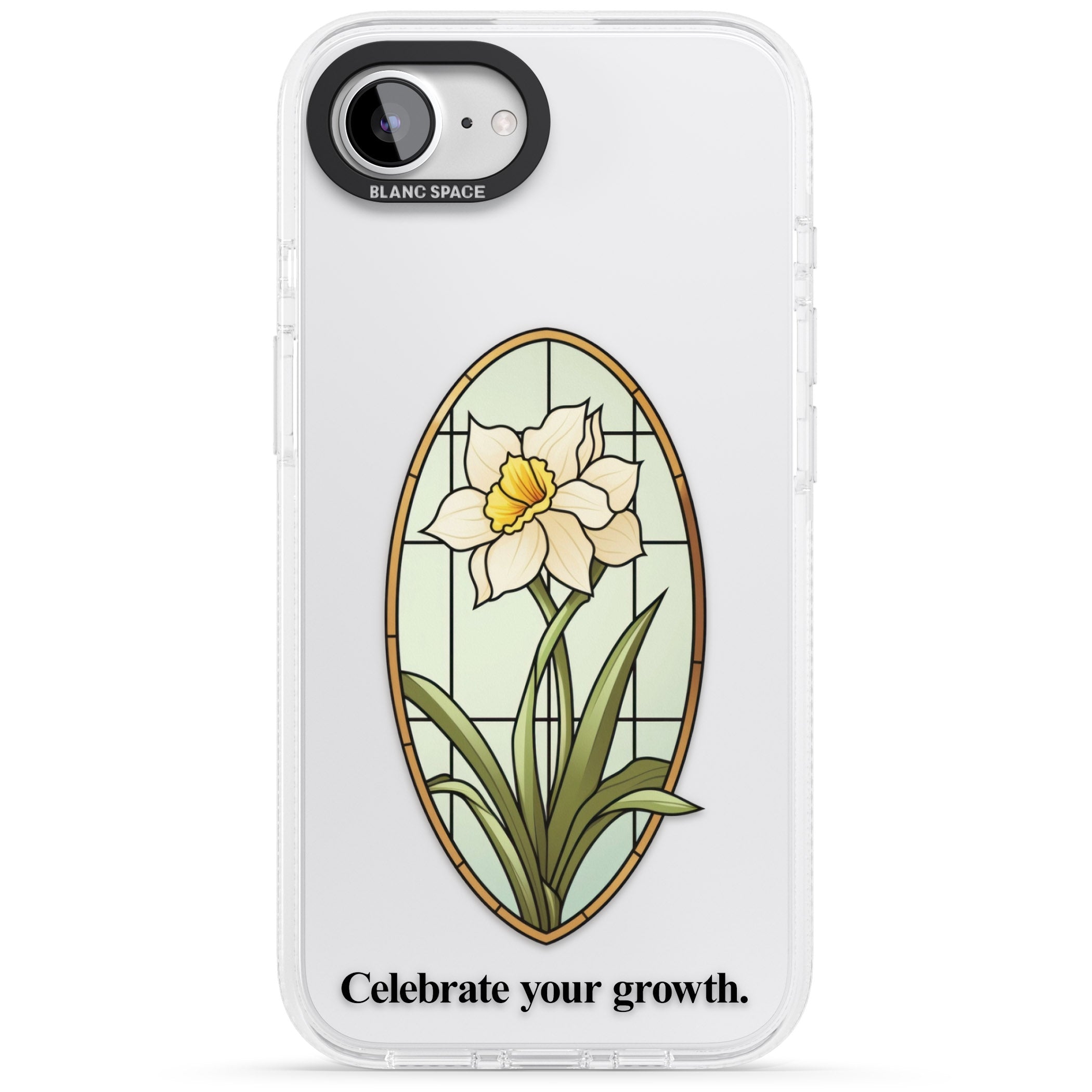 Celebrate your growth iPhone 16e Clear Case Impact Air - Blanc Space