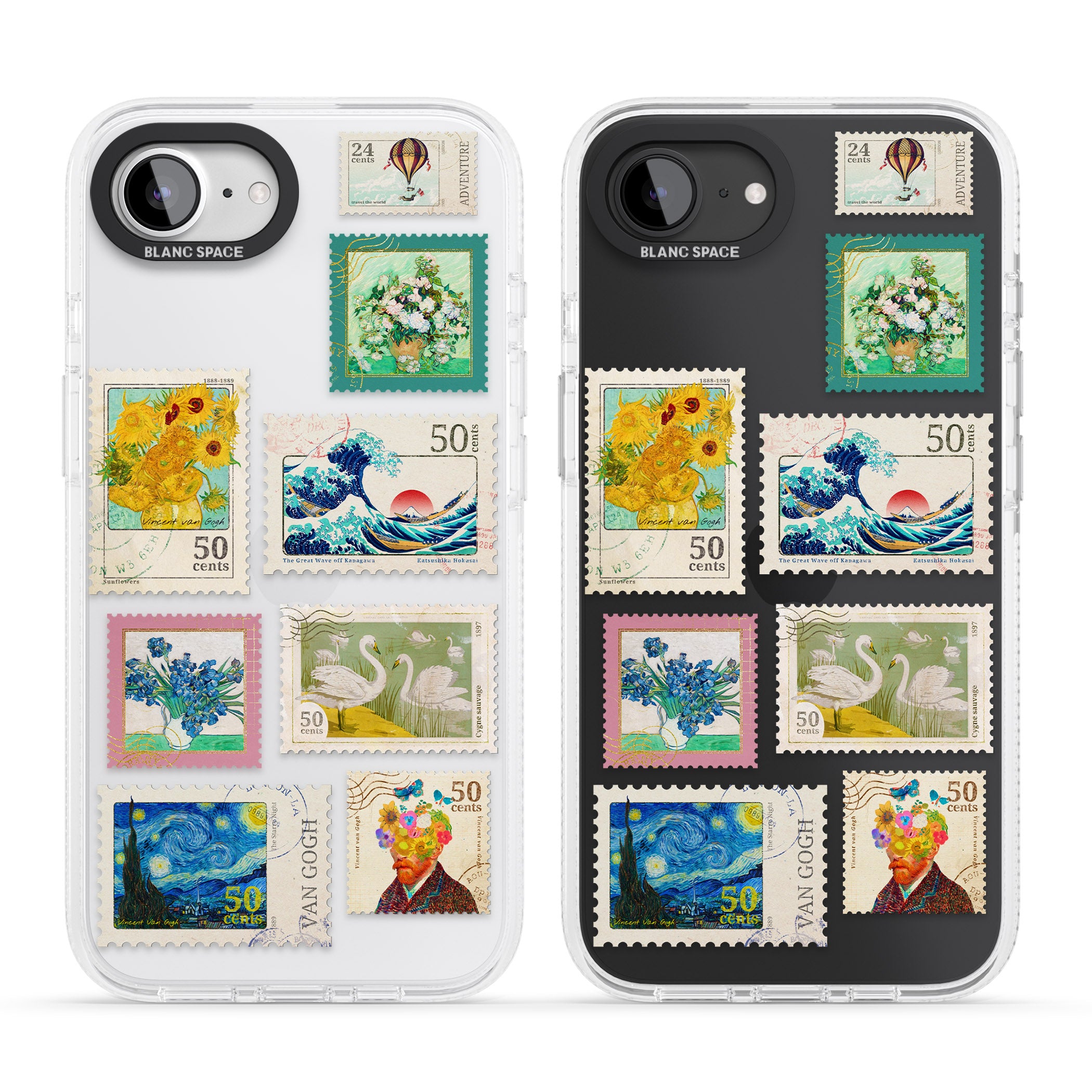 Vintage Art Stamps iPhone 16e Clear Case Impact Air - Blanc Space
