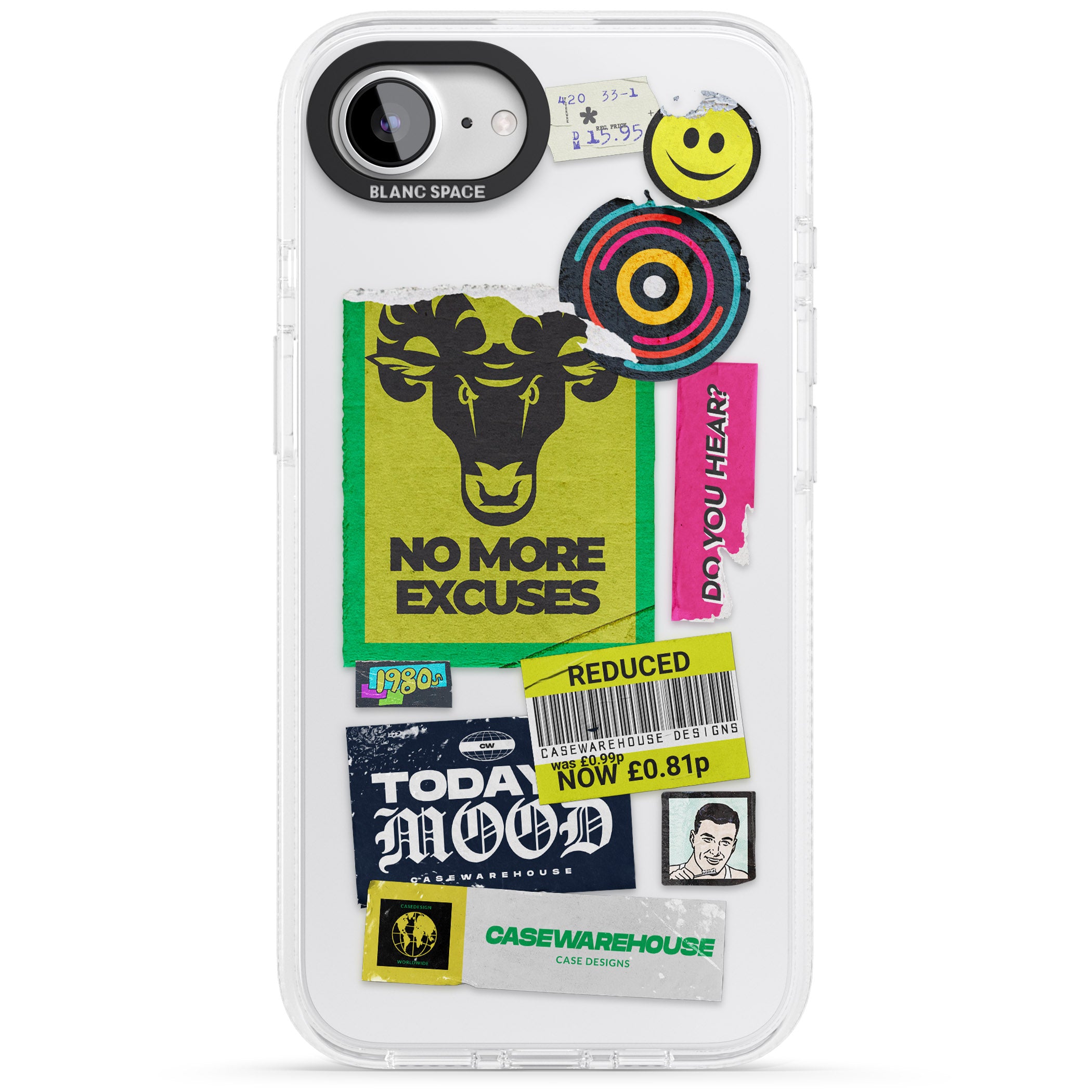 No More Excuses Sticker Mix iPhone 16e Clear Case Impact Air - Blanc Space