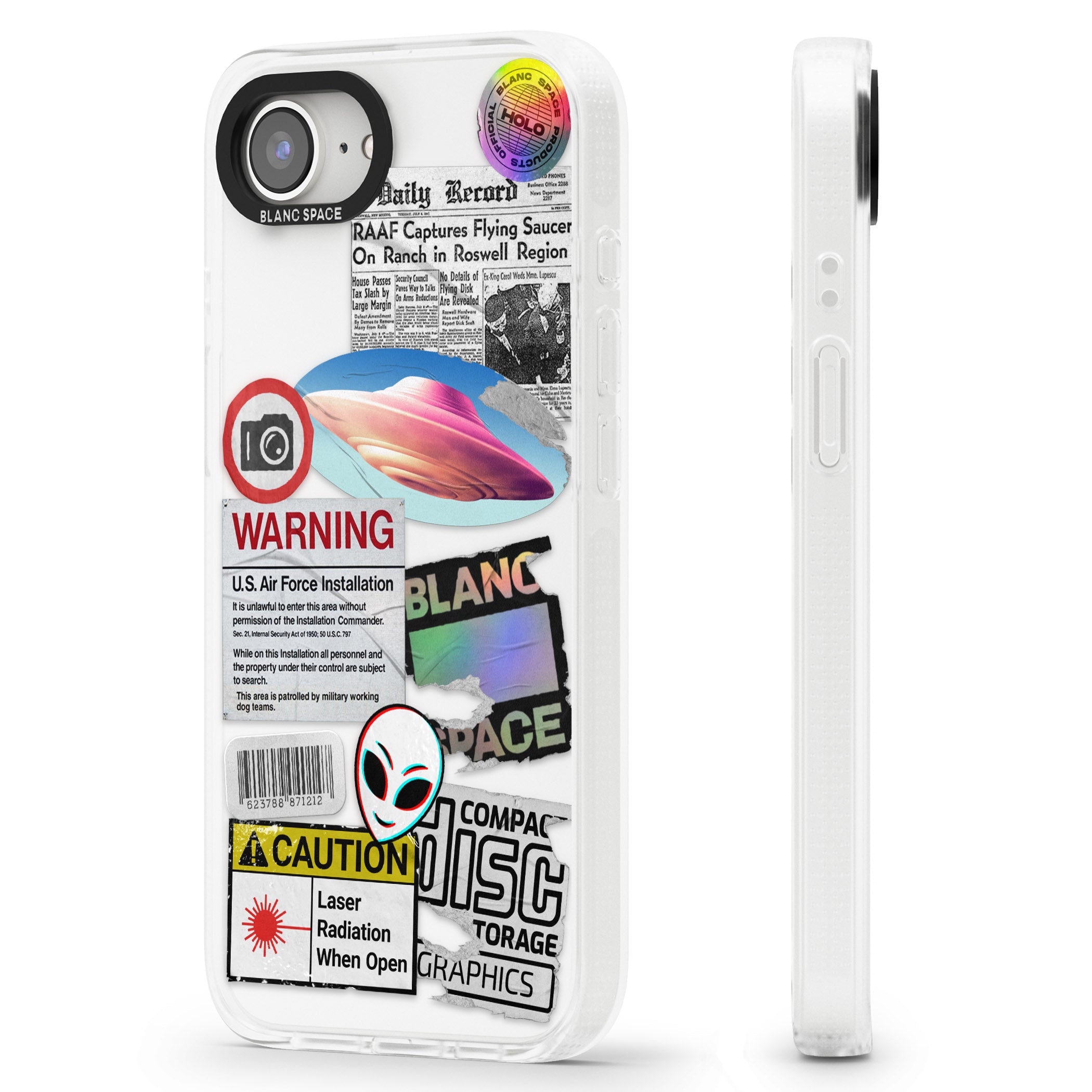 Cosmic Encounters iPhone 16e Clear Case Impact Air - Blanc Space