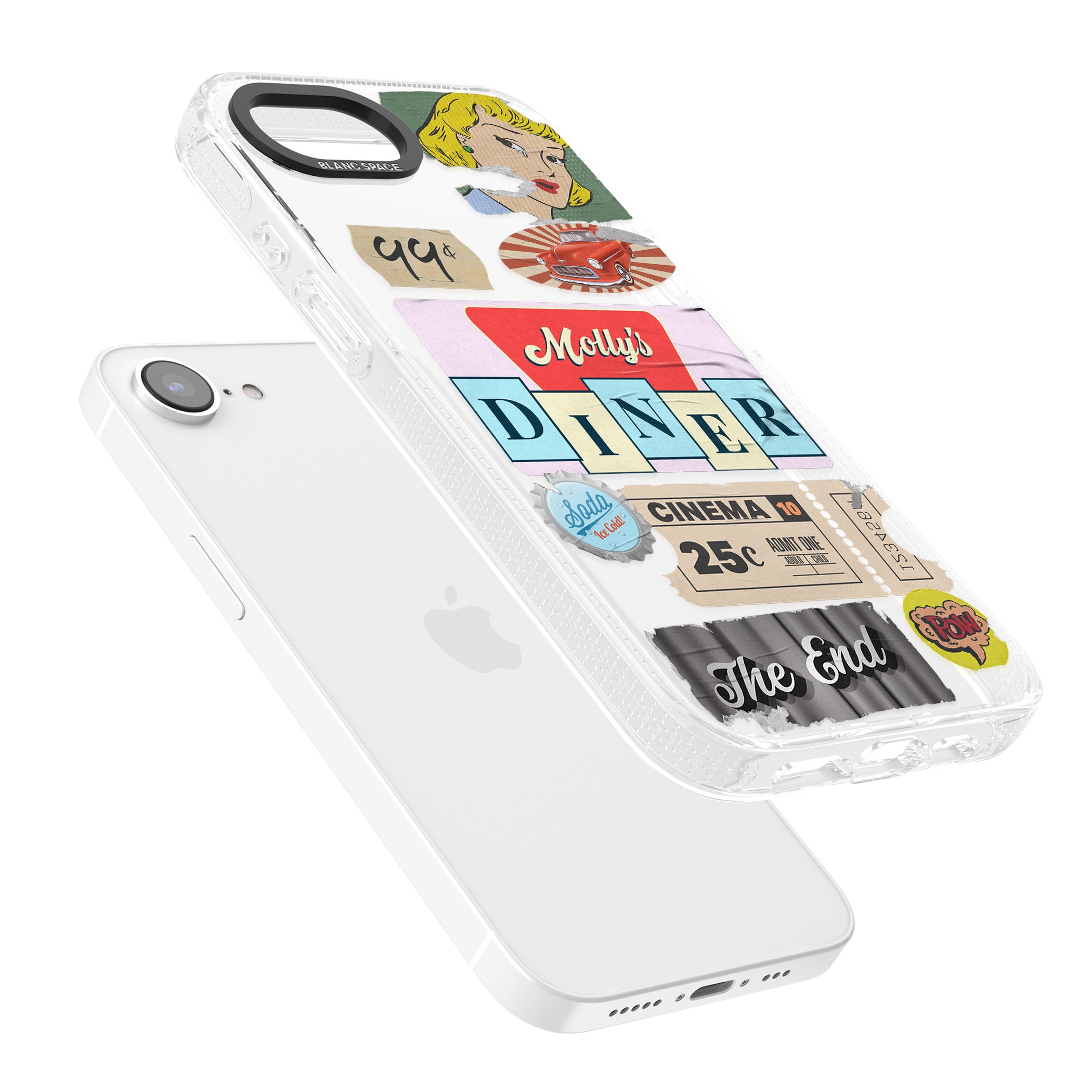 Nifty Fifties Swing iPhone 16e Clear Case Impact Air - Blanc Space