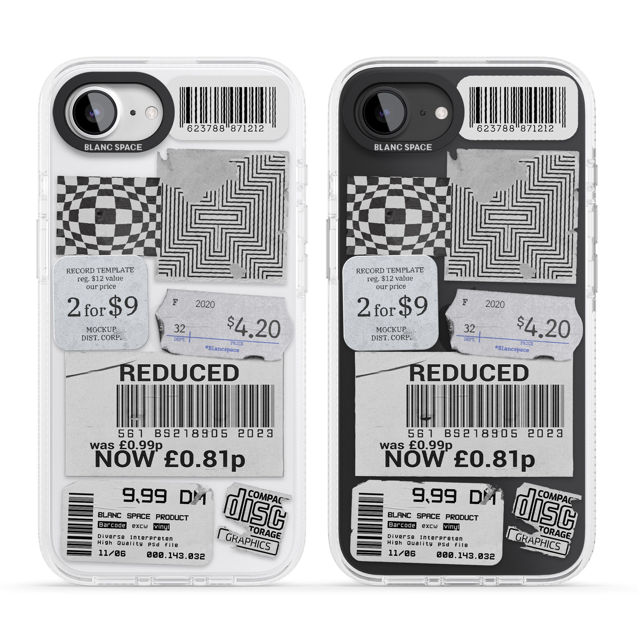 White Sticker Mix iPhone 16e Clear Case Impact Air - Blanc Space