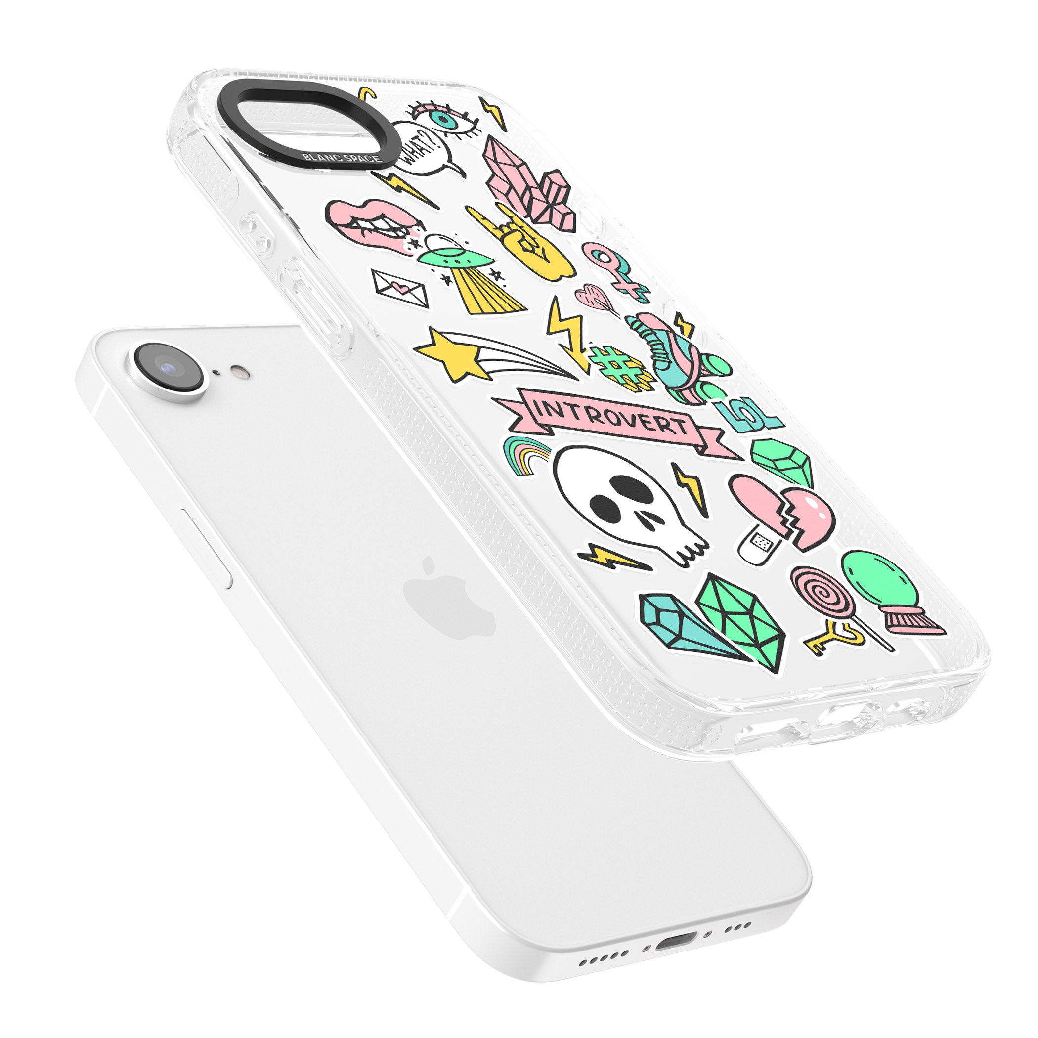 Introvert Sticker iPhone 16e Clear Case Impact Air - Blanc Space