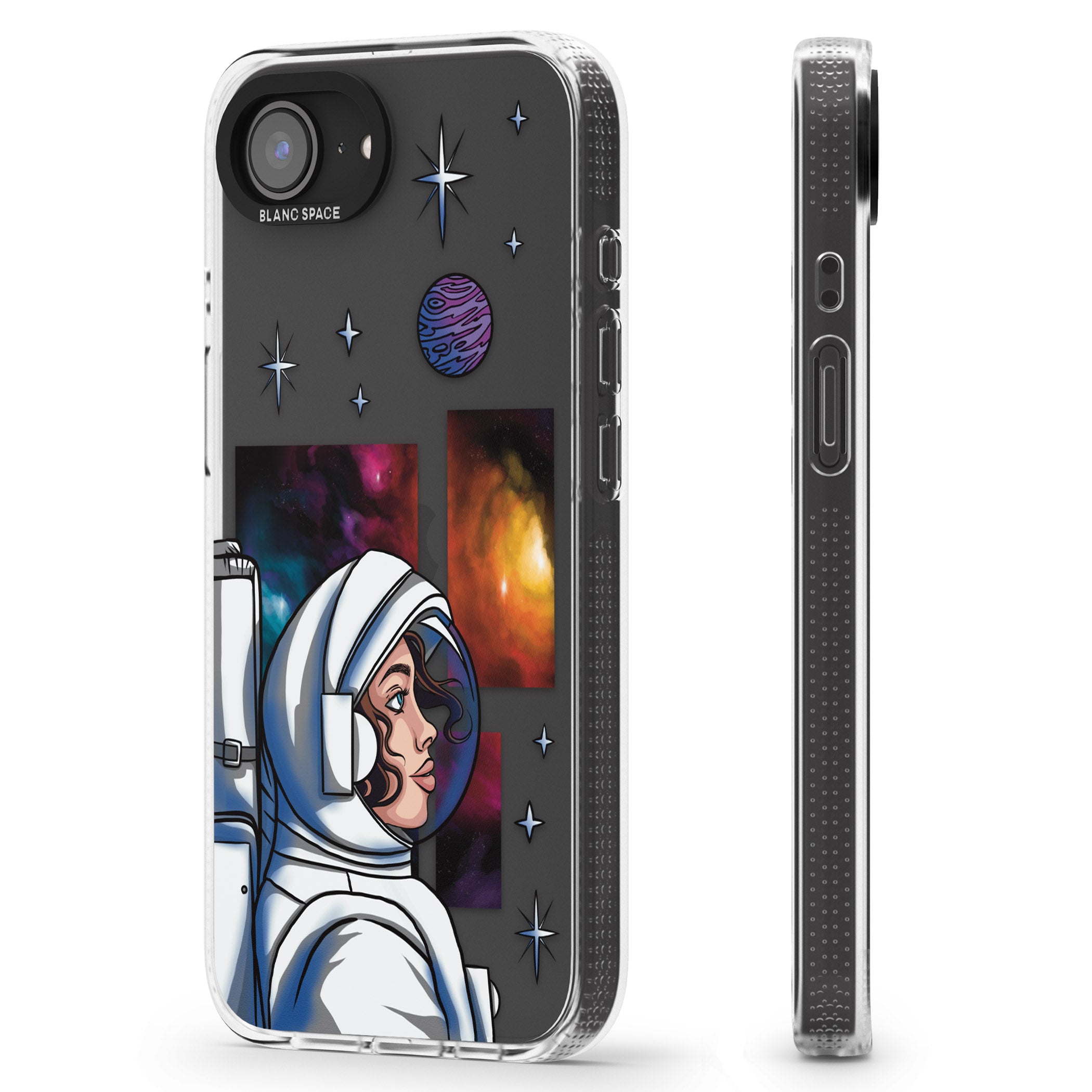 Cosmic Ambition iPhone 16e Clear Case Impact Air - Blanc Space
