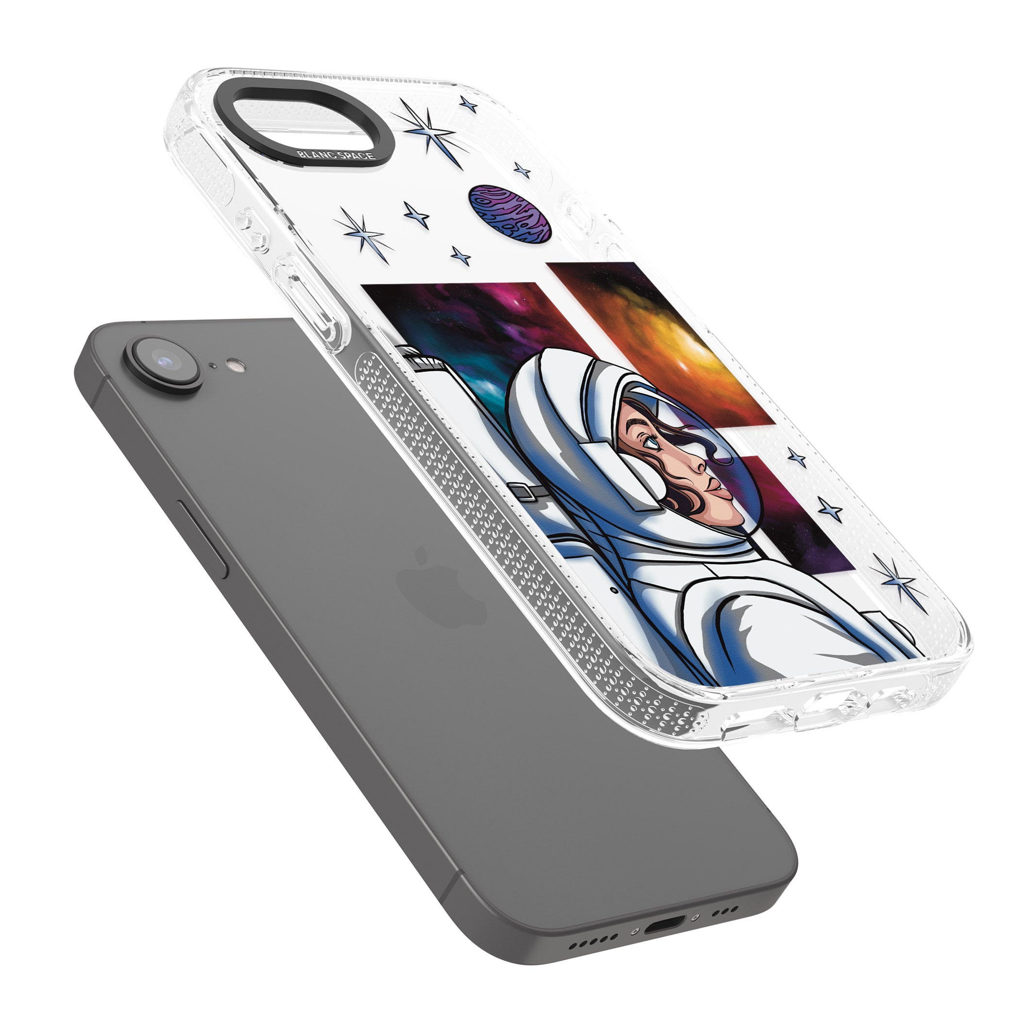Cosmic Ambition iPhone 16e Clear Case Impact Air - Blanc Space