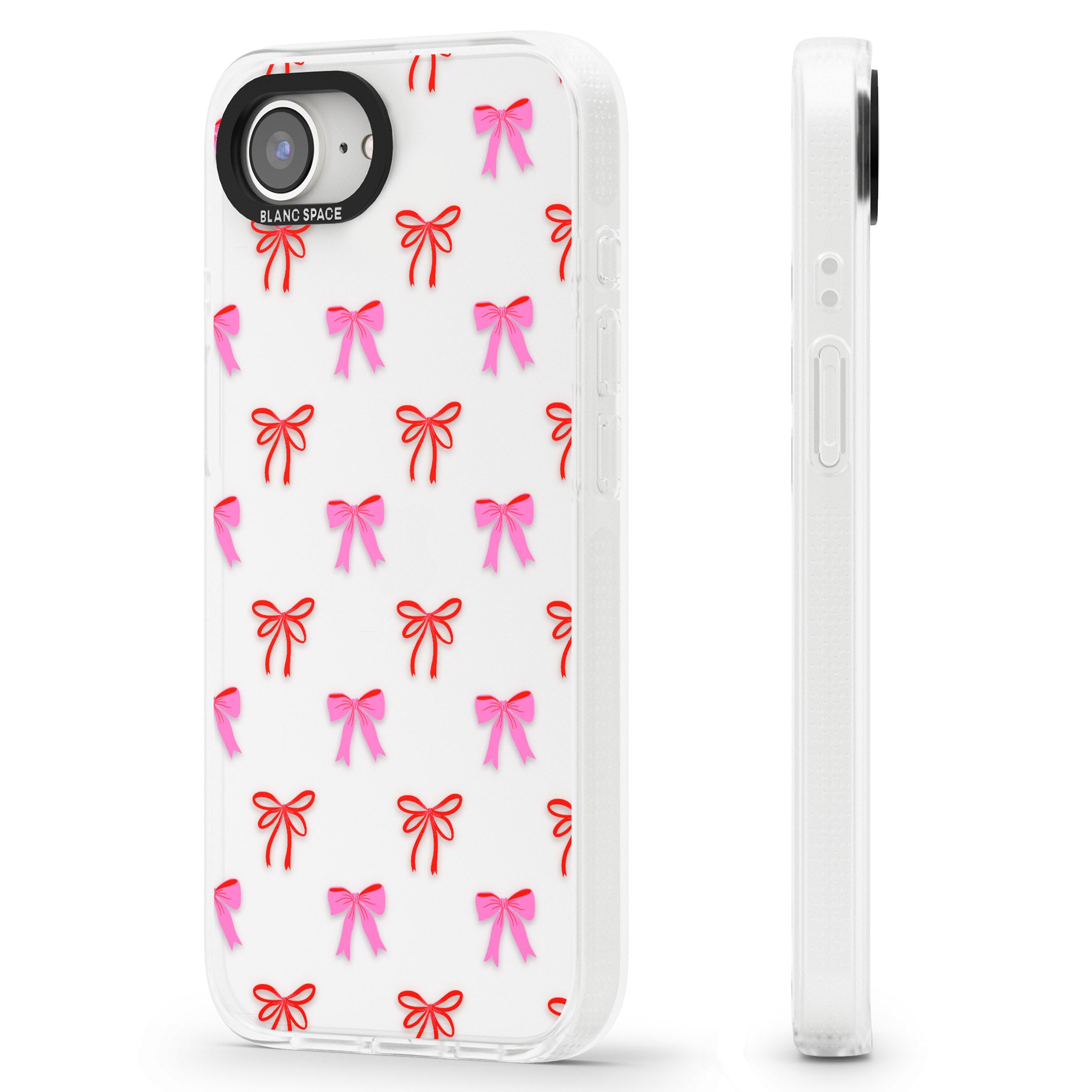 Cute Bow Pattern iPhone 16e Clear Case Impact Air - Blanc Space