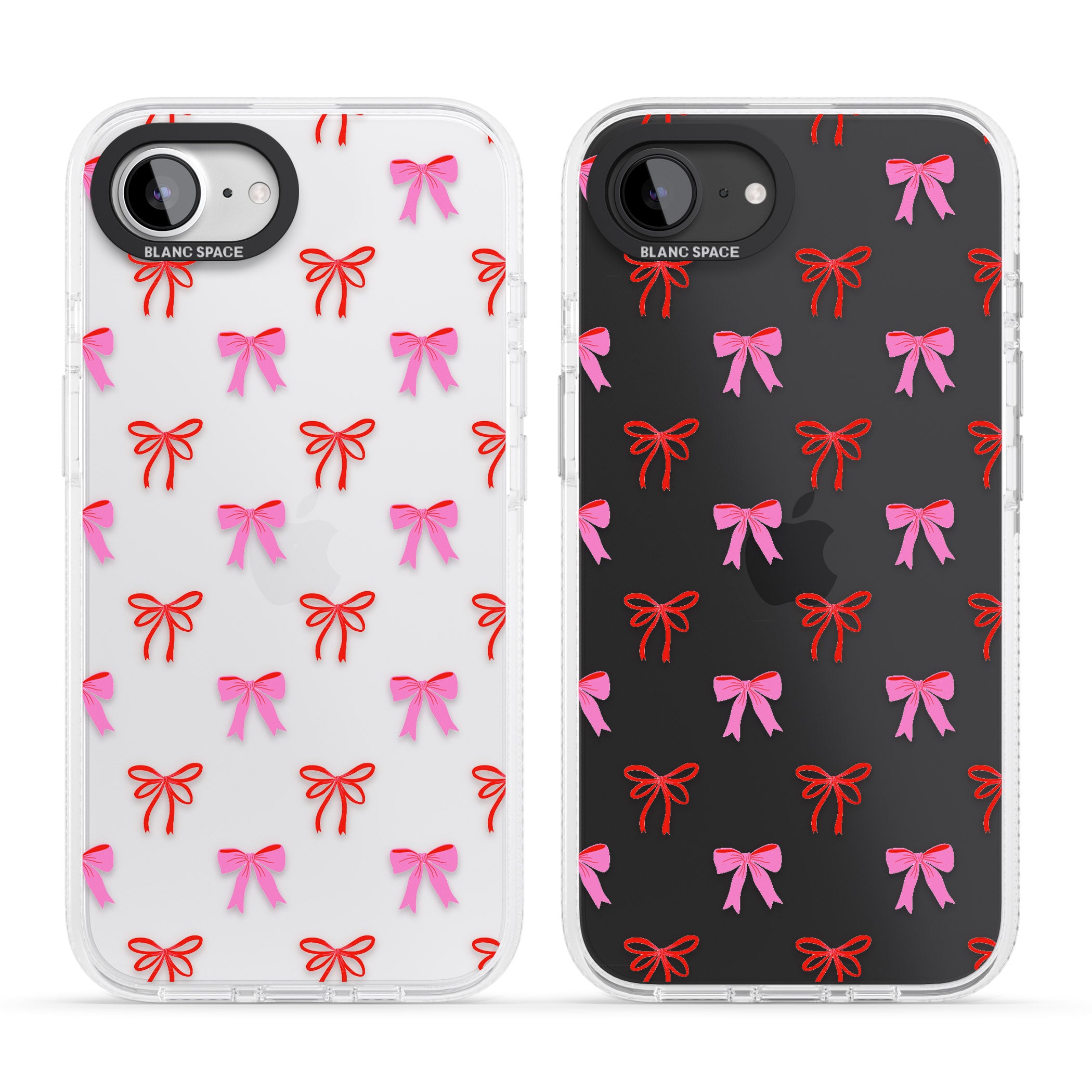 Cute Bow Pattern iPhone 16e Clear Case Impact Air - Blanc Space