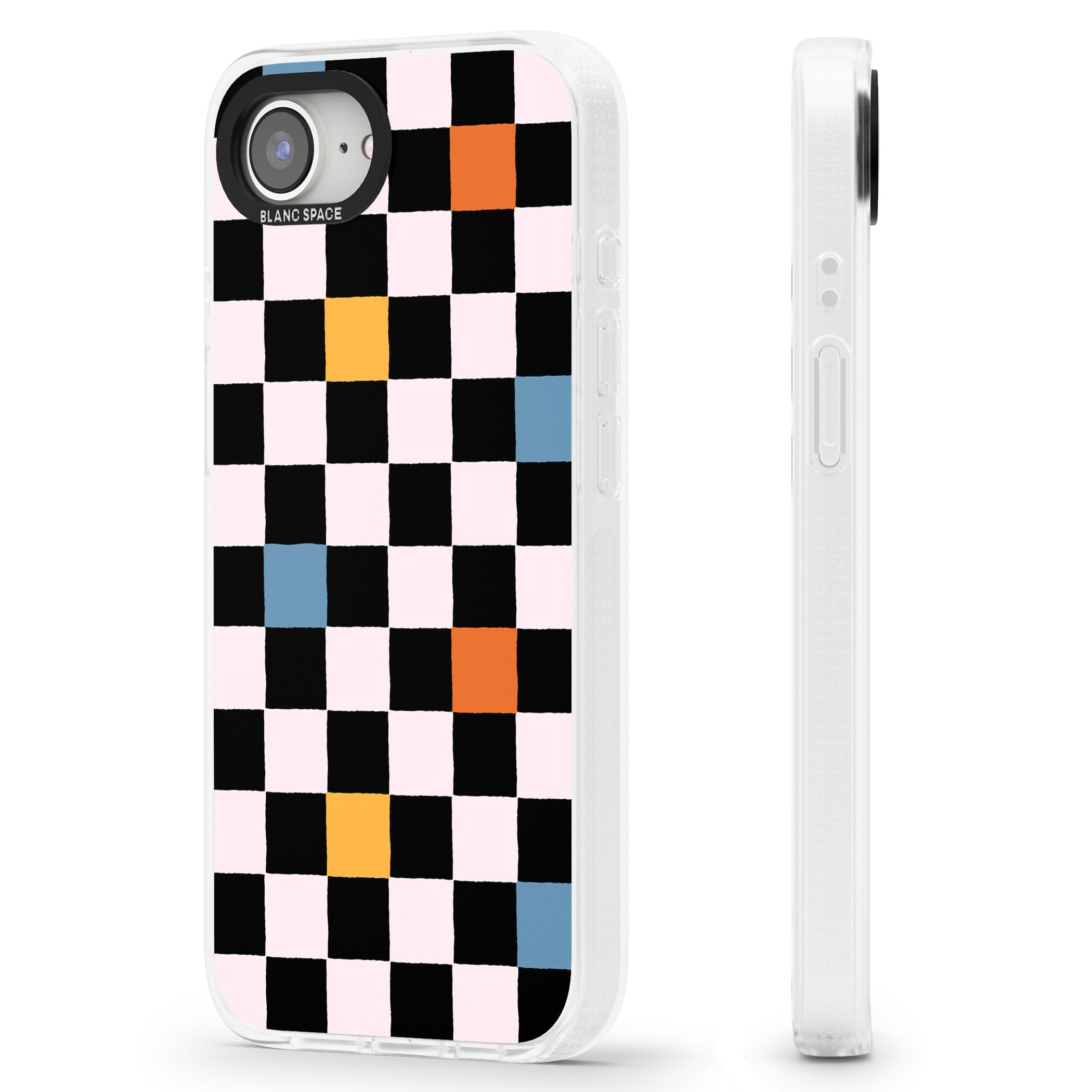 Vibrant Retro Checkered iPhone 16e Clear Case Impact Air - Blanc Space